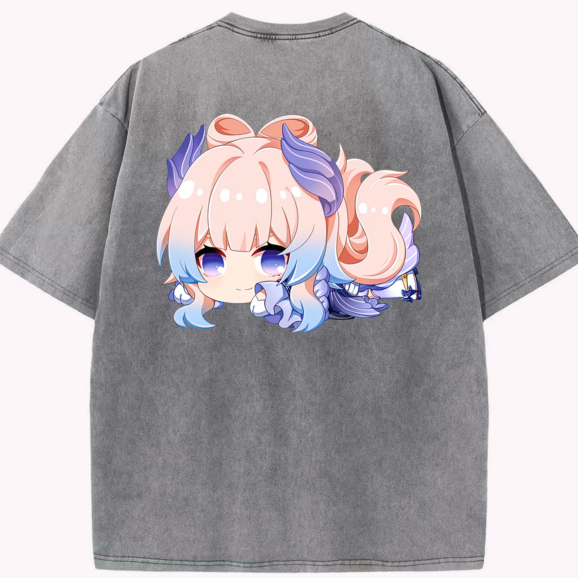 げんし神 珊瑚宮心海 サンゴノミヤ・ココミ genshin Sangonomiya Kokomi 綿100% ヴィンテージ風 半袖Tシャツ（背面プリント）