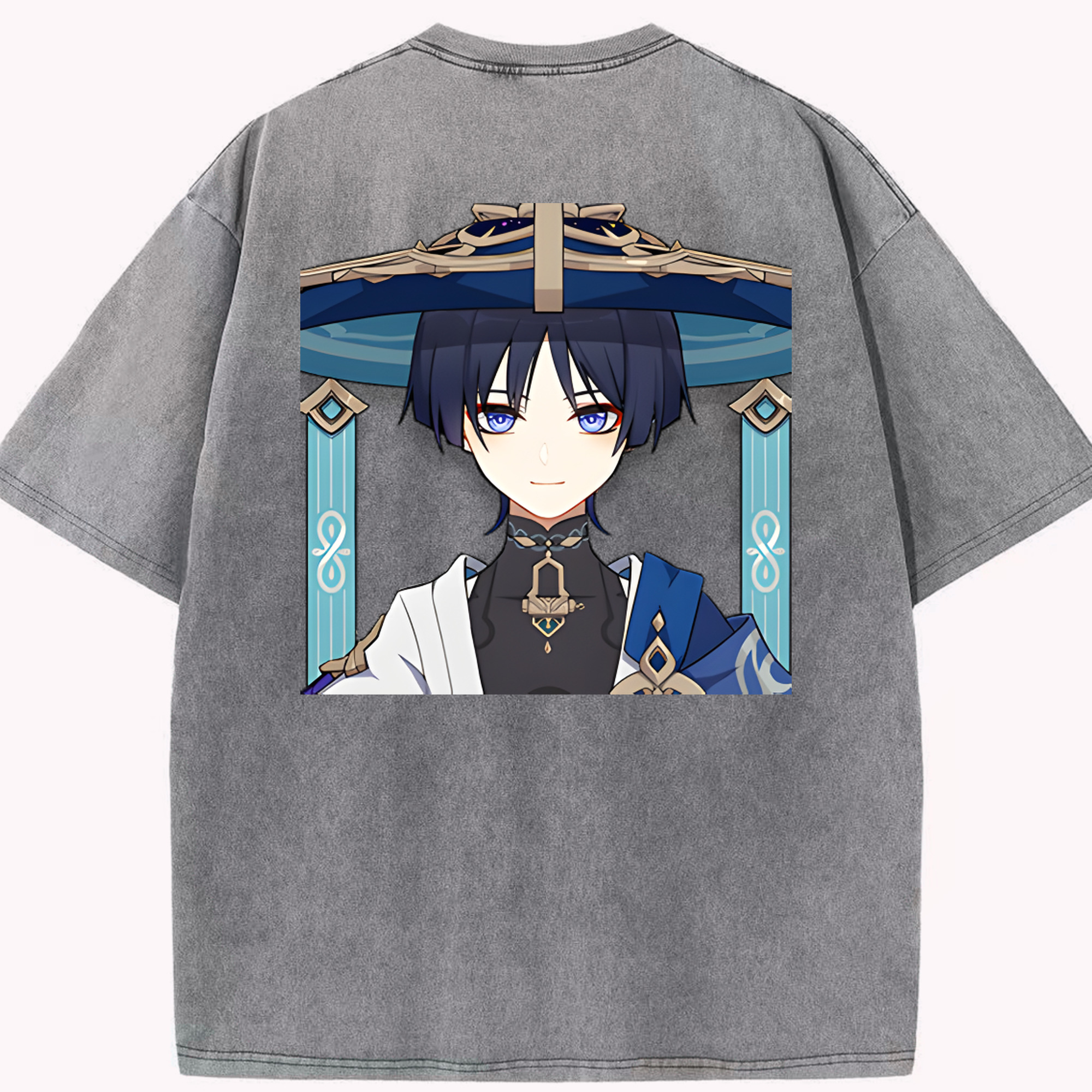 げんし神 さんペい genshin Sanpei 綿100% ヴィンテージ風 半袖Tシャツ（背面プリント）