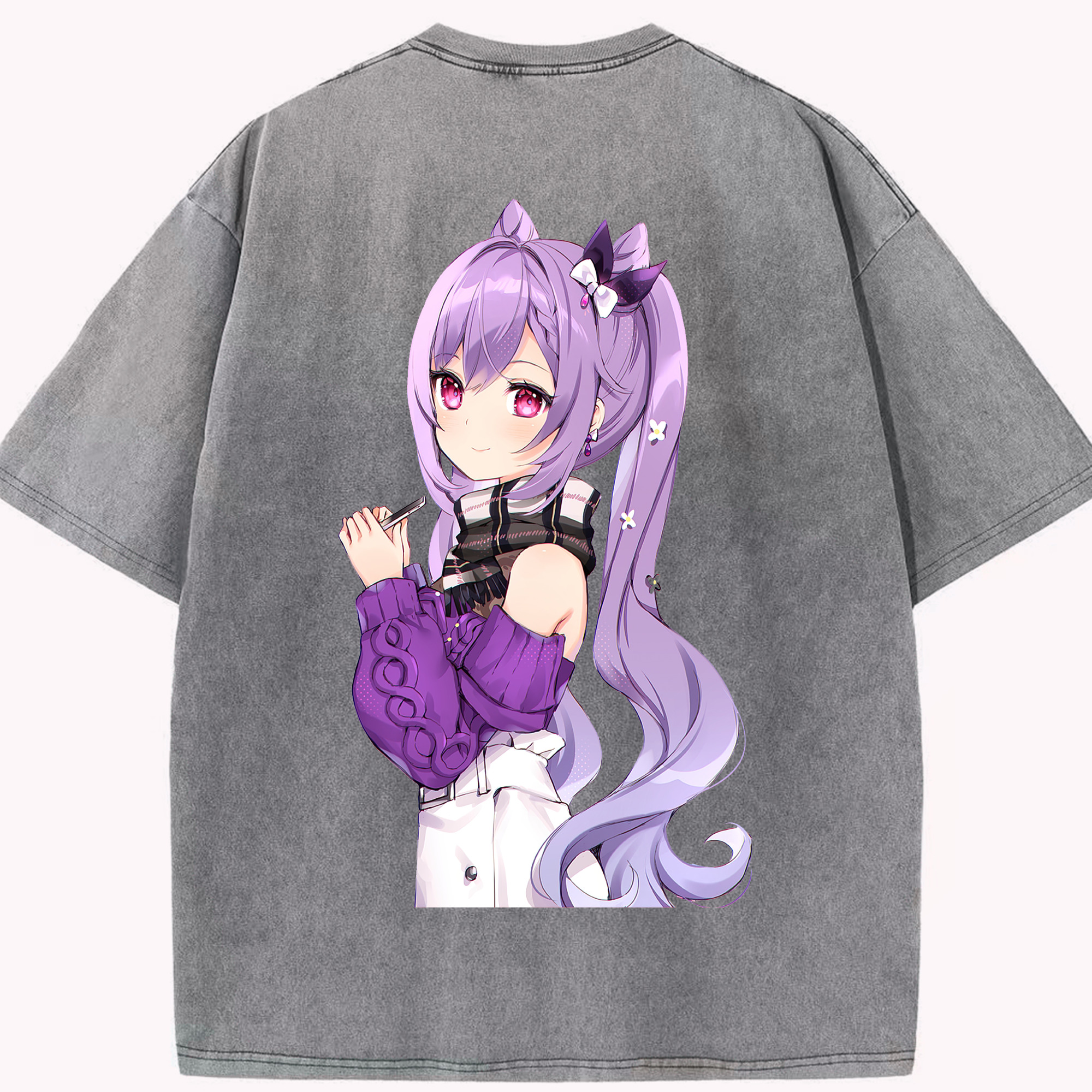 げんし神 刻晴 こくせい genshin Kokusei 綿100% ヴィンテージ風 半袖Tシャツ（背面プリント）