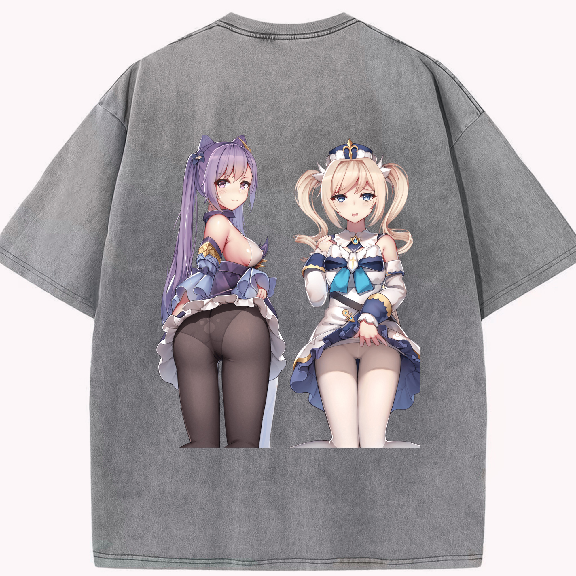 げんし神 刻晴 こくせい genshin Kokusei 綿100% ヴィンテージ風 半袖Tシャツ（背面プリント）