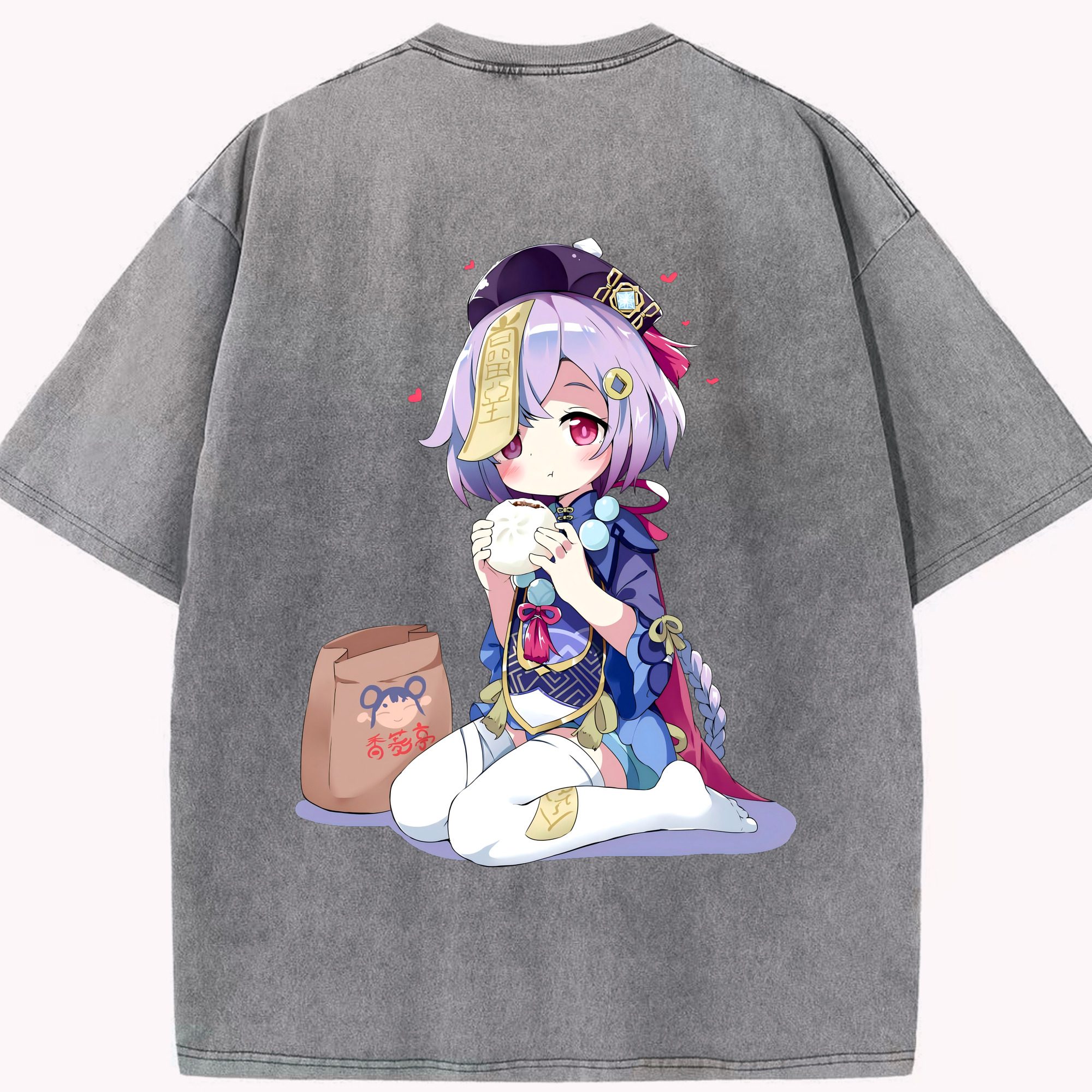 げんし神 七七 なな  genshin Nana 綿100% ヴィンテージ風 半袖Tシャツ（背面プリント）