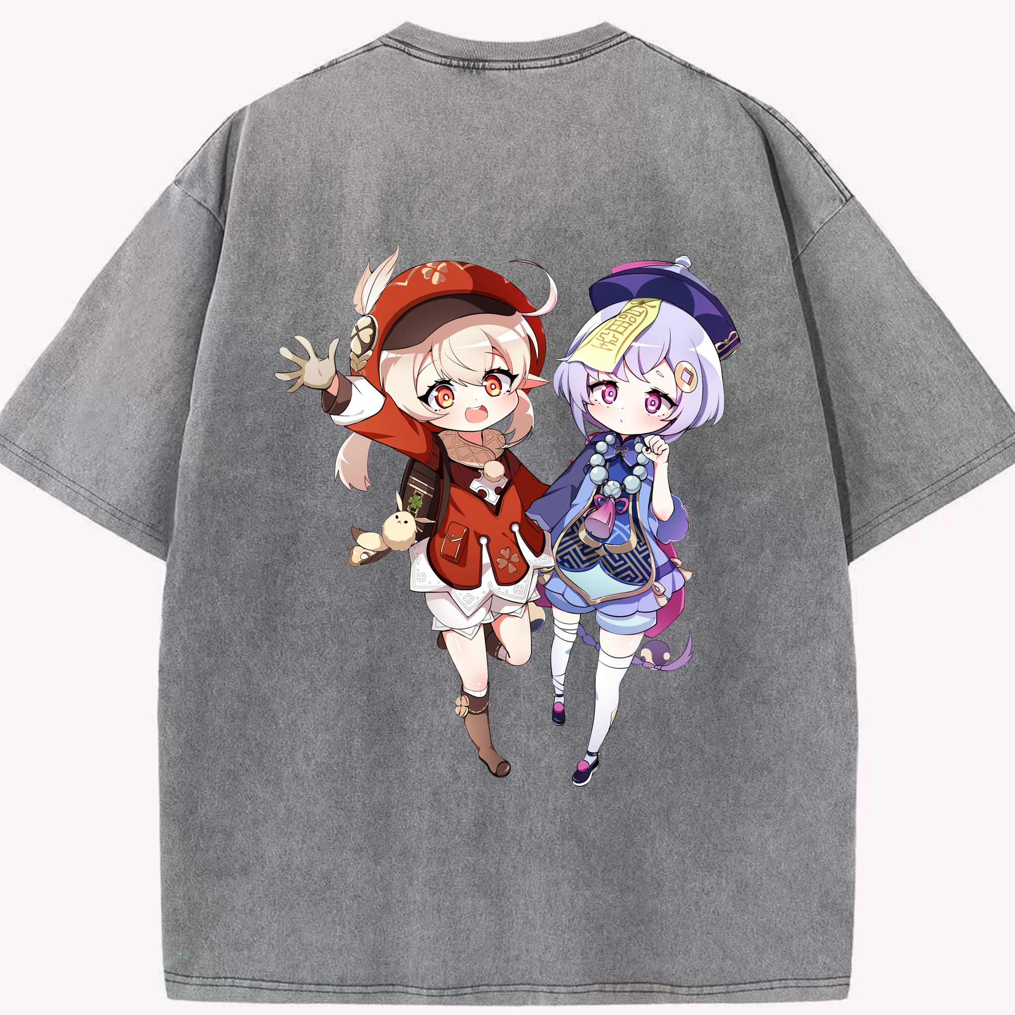 げんし神 七七 なな  genshin Nana 綿100% ヴィンテージ風 半袖Tシャツ（背面プリント）