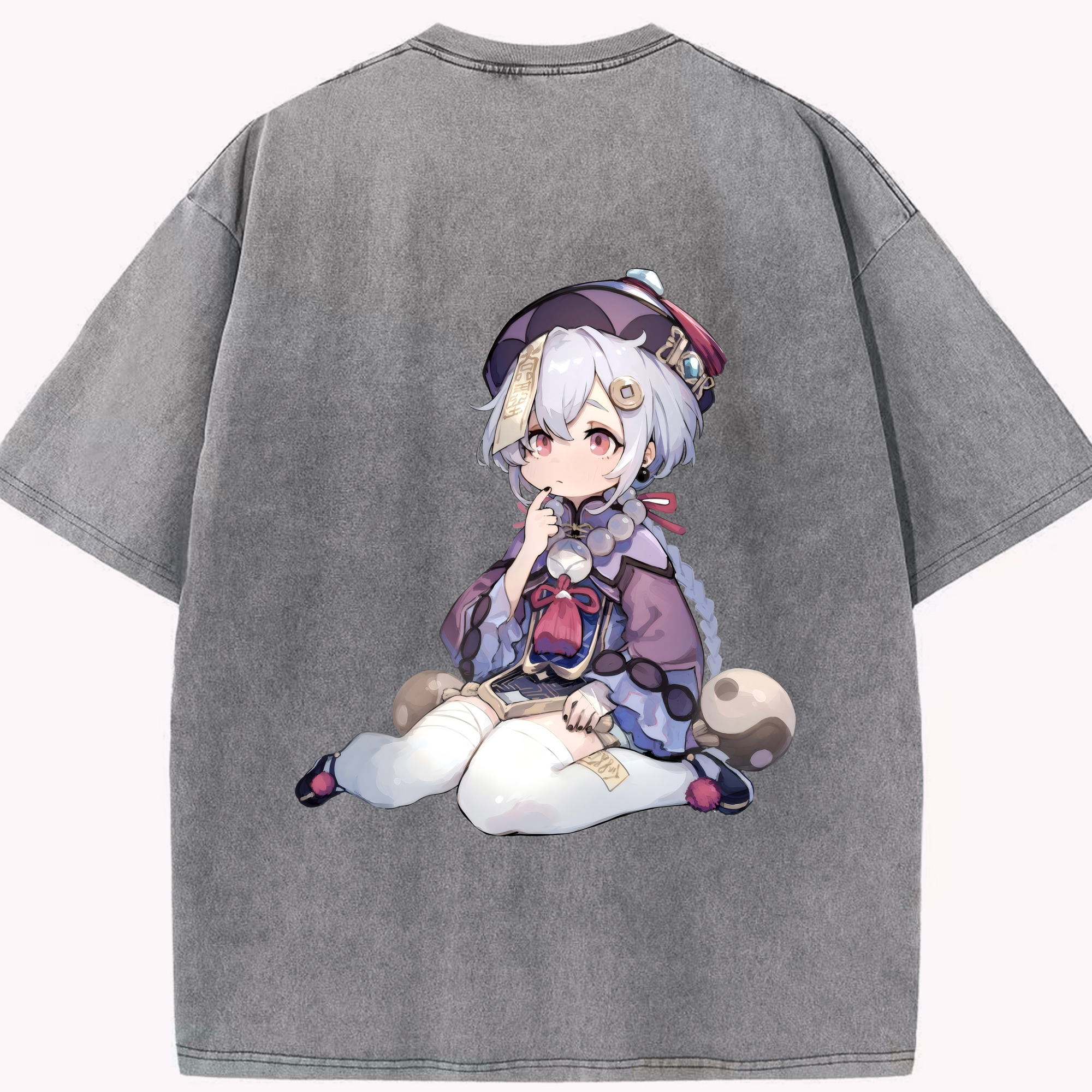 げんし神 七七 なな  genshin Nana 綿100% ヴィンテージ風 半袖Tシャツ（背面プリント）