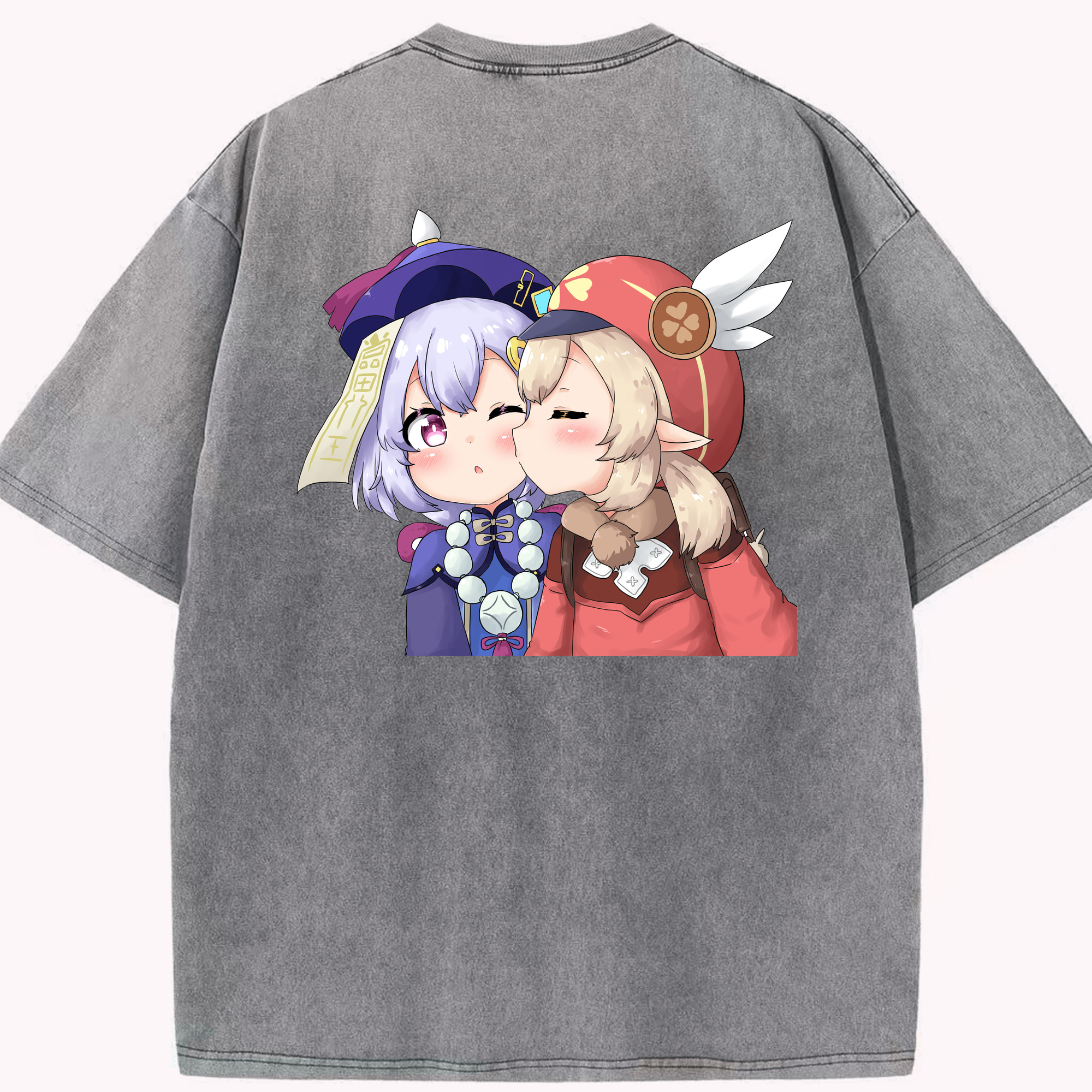 げんし神 七七 なな  genshin Nana 綿100% ヴィンテージ風 半袖Tシャツ（背面プリント）