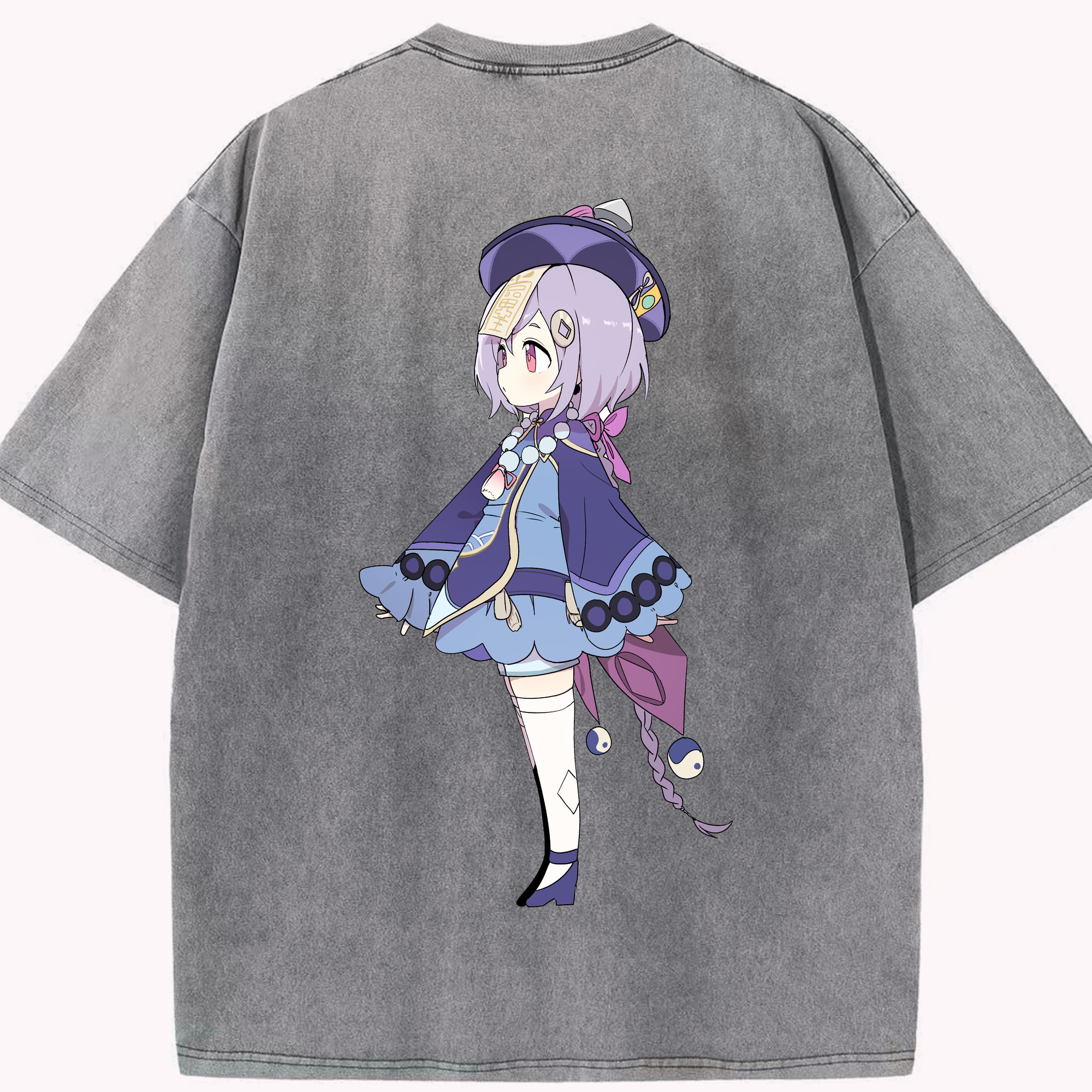 げんし神 七七 なな  genshin Nana 綿100% ヴィンテージ風 半袖Tシャツ（背面プリント）
