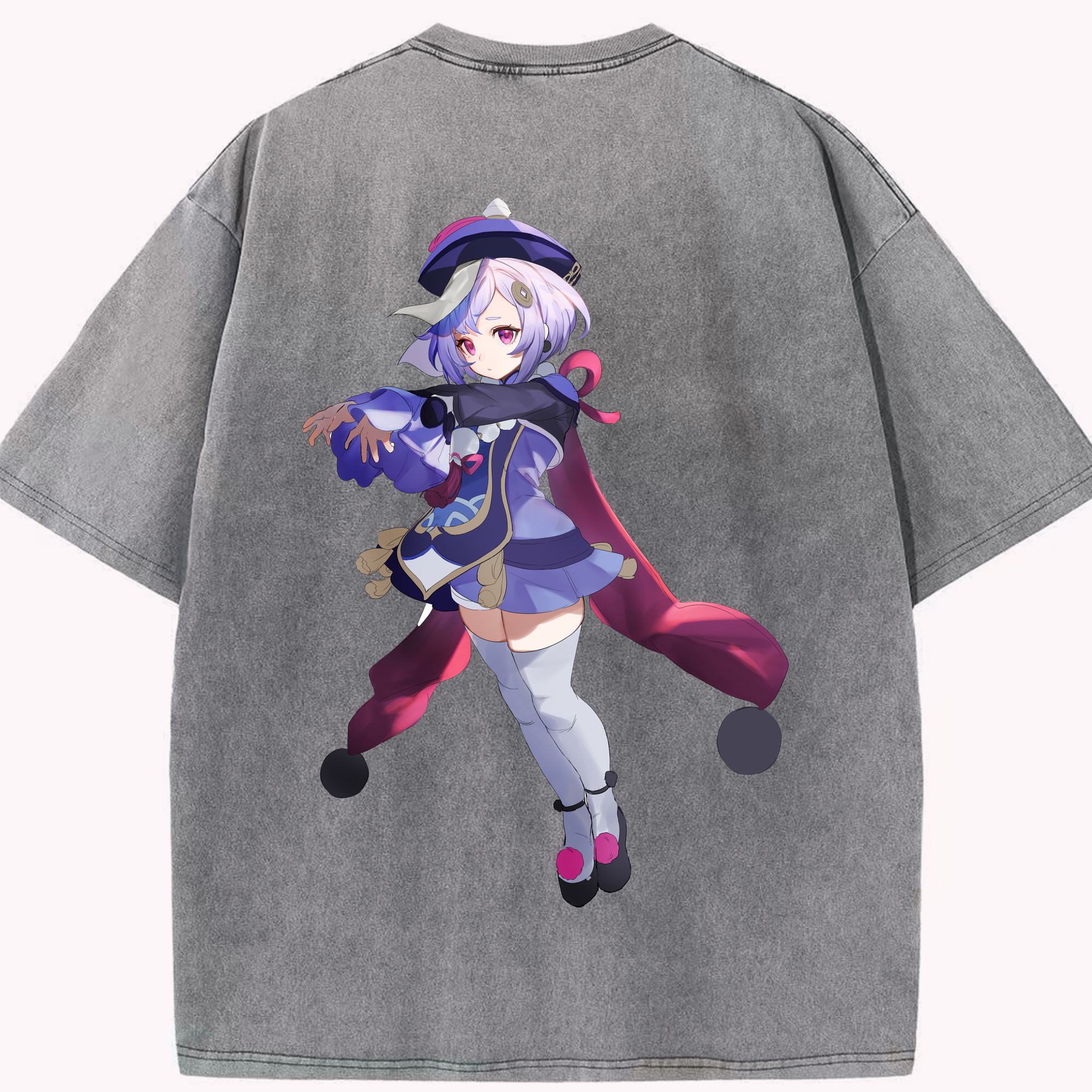 げんし神 七七 なな  genshin Nana 綿100% ヴィンテージ風 半袖Tシャツ（背面プリント）