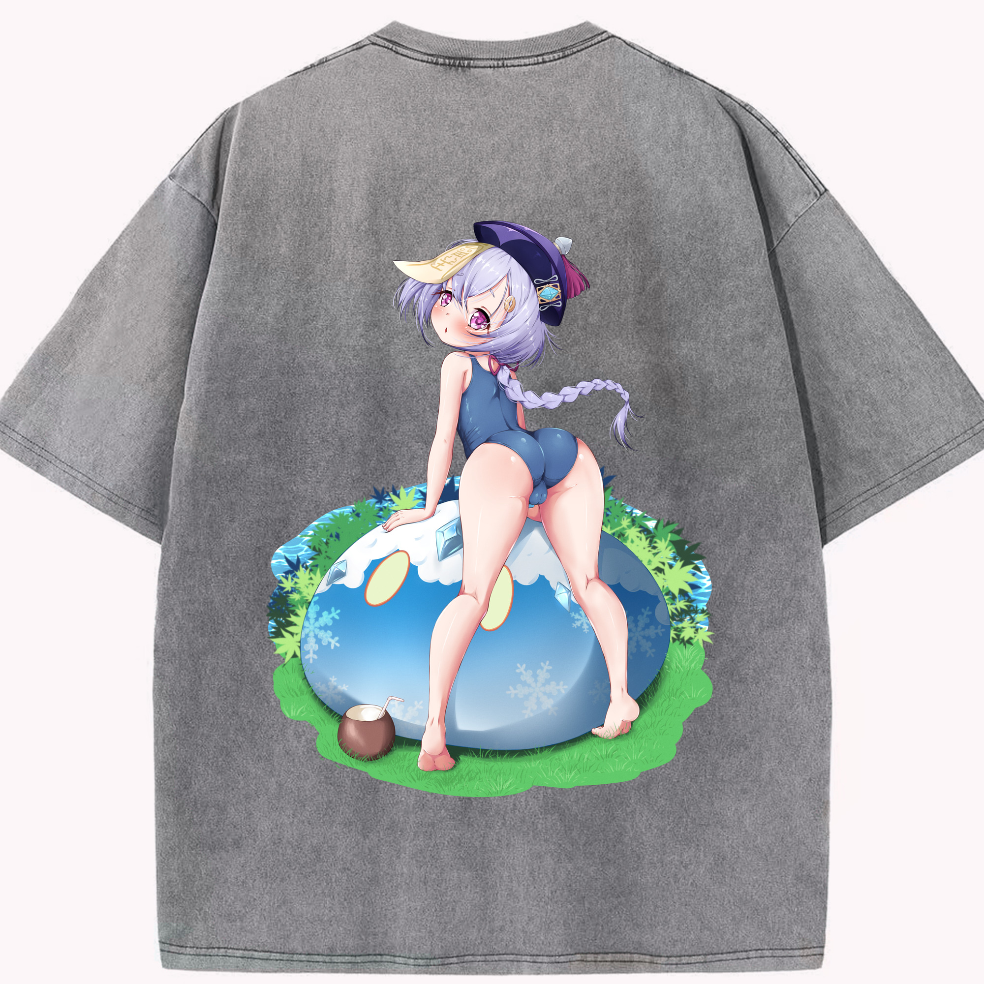 げんし神 七七 なな  genshin Nana 綿100% ヴィンテージ風 半袖Tシャツ（背面プリント）