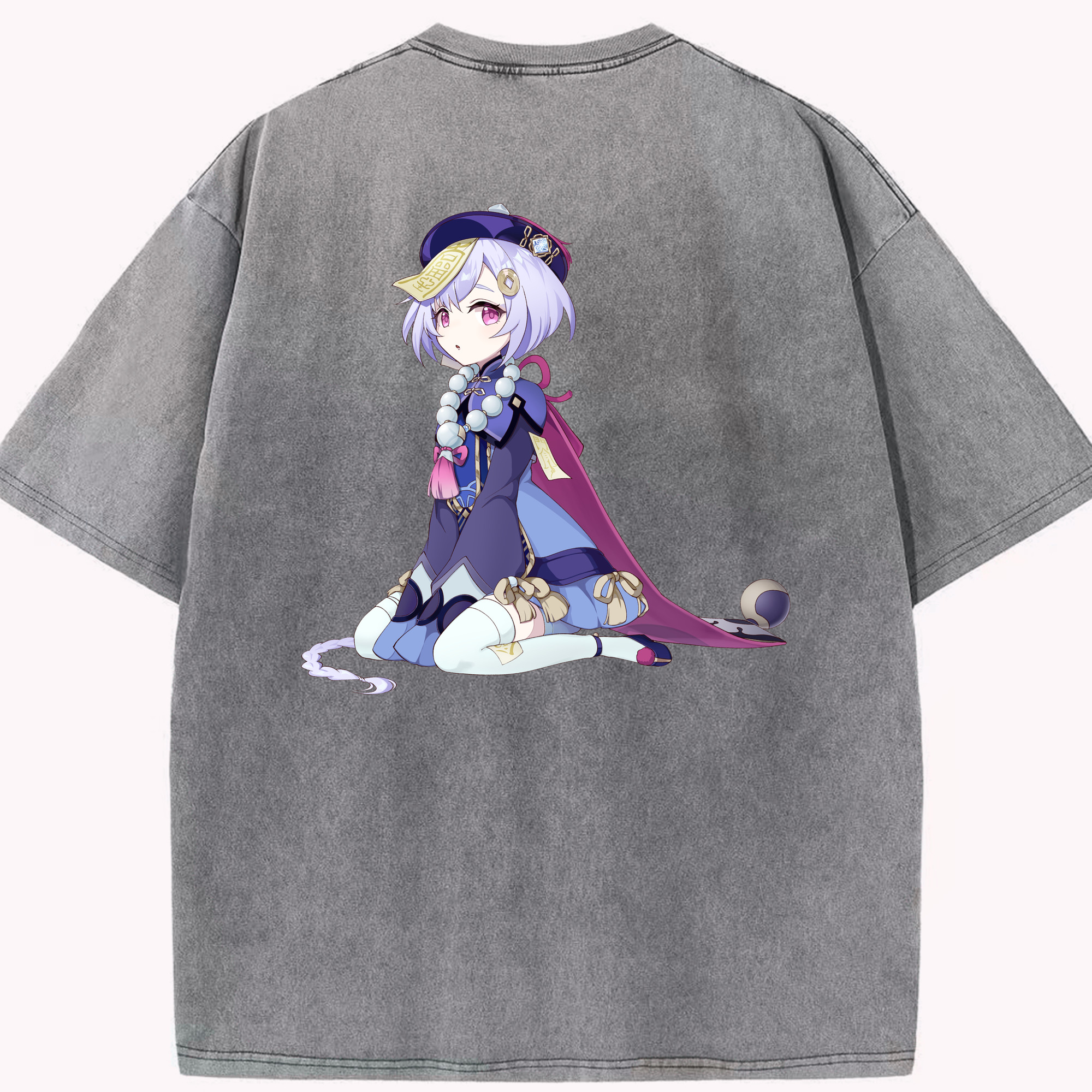 げんし神 七七 なな  genshin Nana 綿100% ヴィンテージ風 半袖Tシャツ（背面プリント）