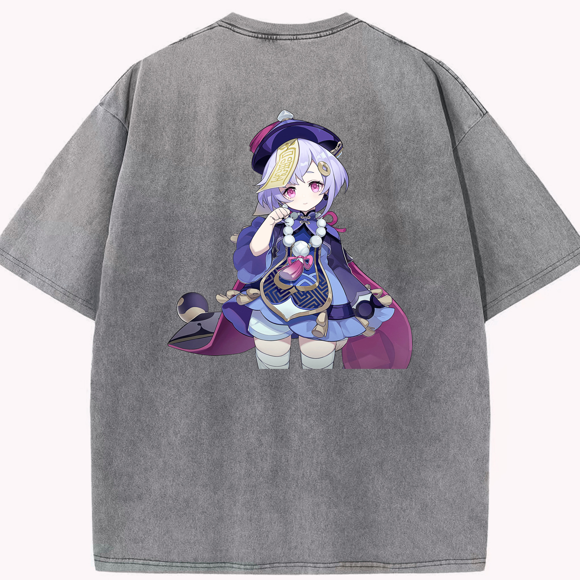 げんし神 七七 なな  genshin Nana 綿100% ヴィンテージ風 半袖Tシャツ（背面プリント）