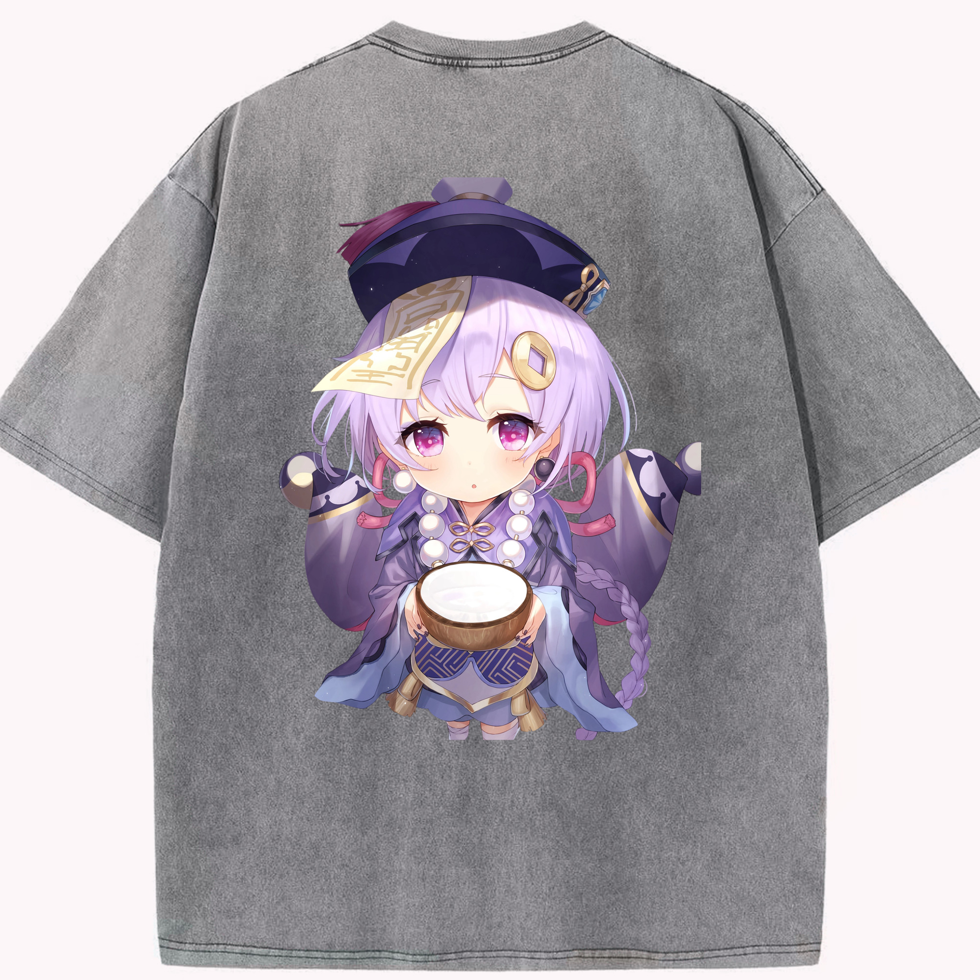 げんし神 七七 なな  genshin Nana 綿100% ヴィンテージ風 半袖Tシャツ（背面プリント）