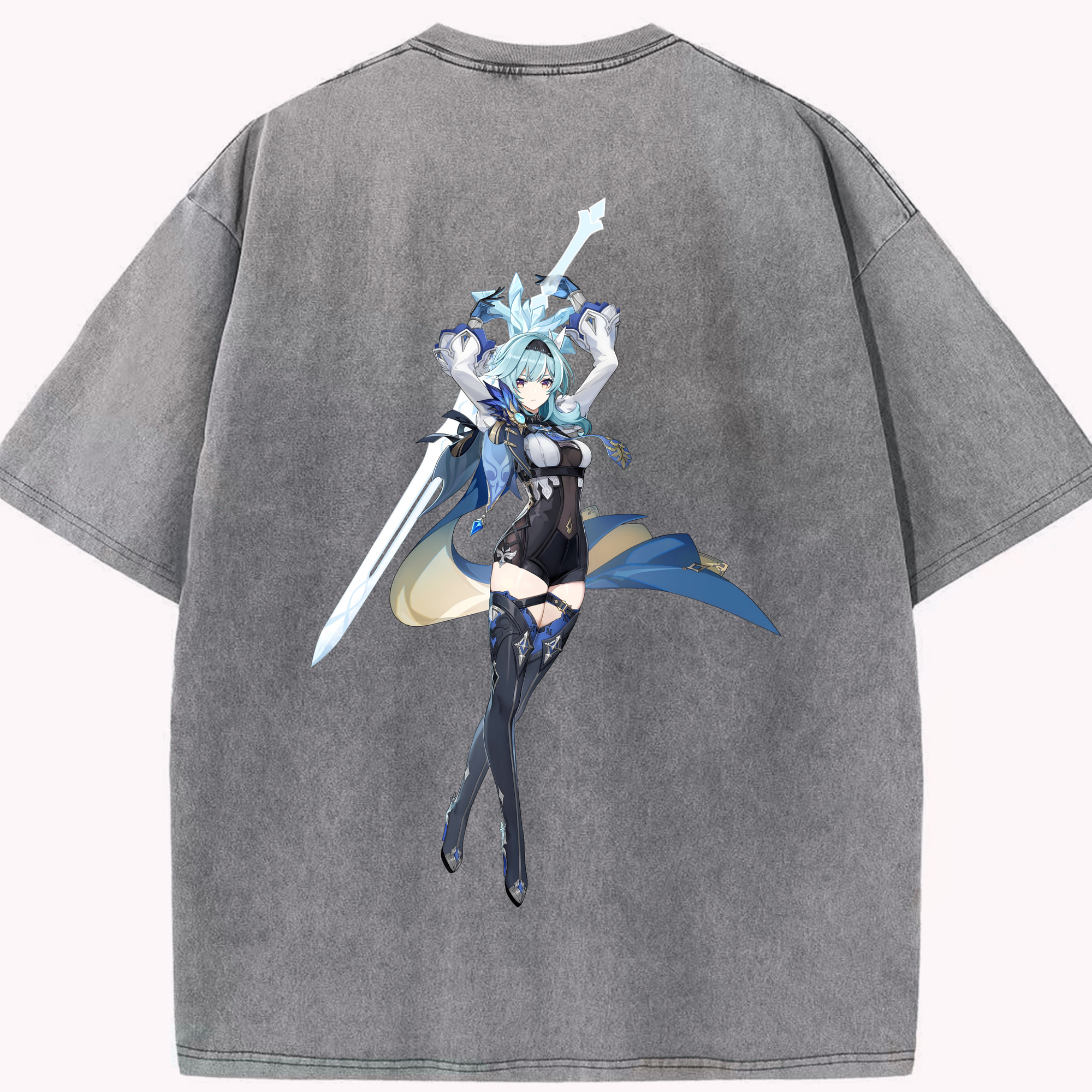 げんし神 优菈 ゆうら genshin Yūra 綿100% ヴィンテージ風 半袖Tシャツ（背面プリント）
