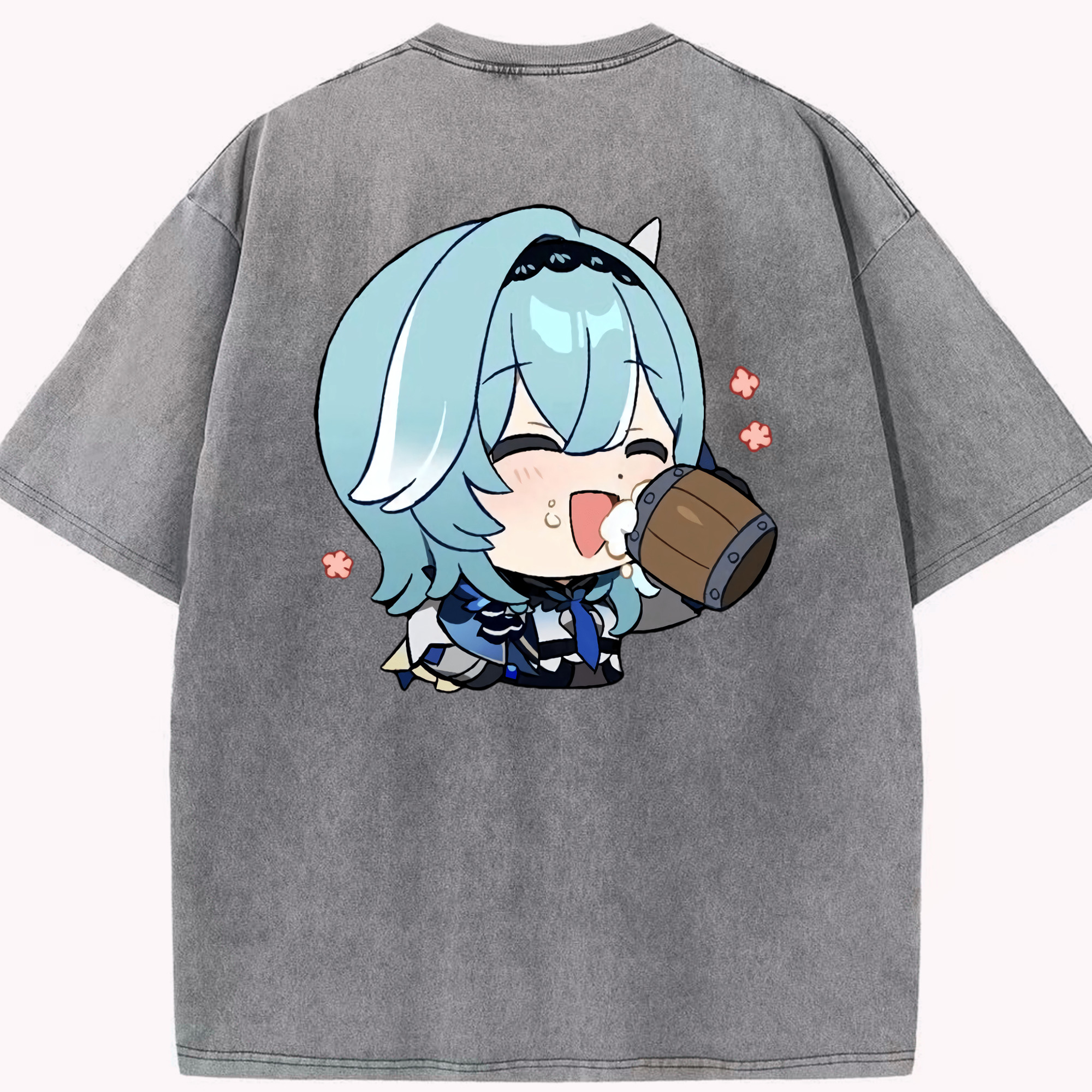 げんし神 优菈 ゆうら genshin Yūra 綿100% ヴィンテージ風 半袖Tシャツ（背面プリント）