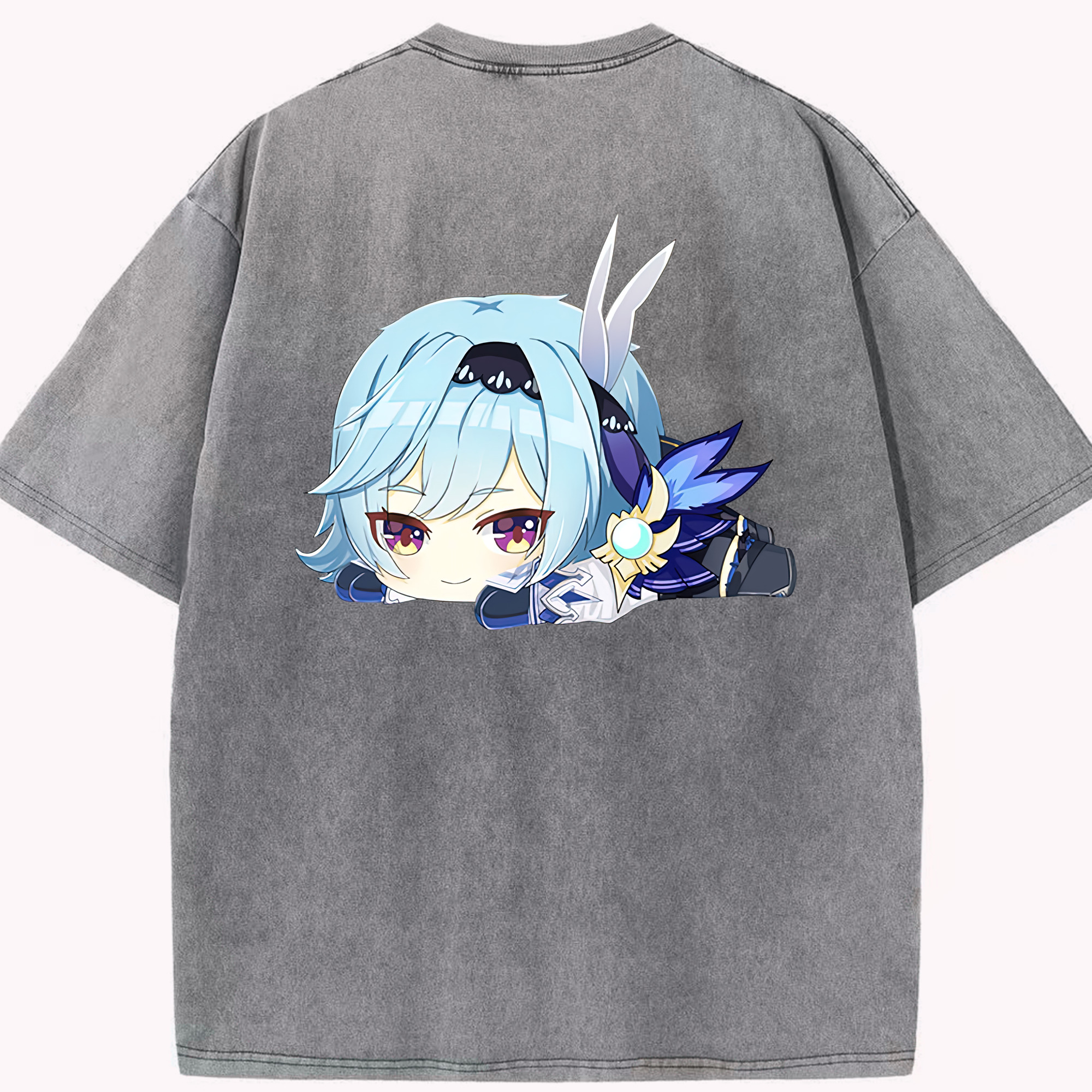 げんし神 优菈 ゆうら genshin Yūra 綿100% ヴィンテージ風 半袖Tシャツ（背面プリント）