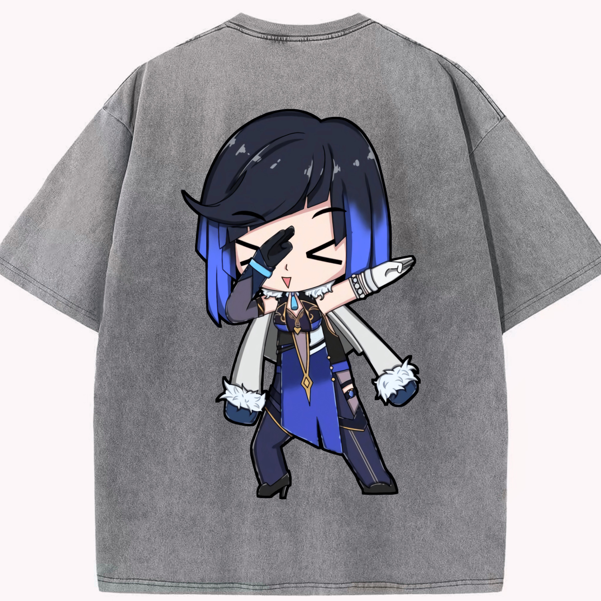 げんし神 夜兰 やらん genshin Yaran 綿100% ヴィンテージ風 半袖Tシャツ（背面プリント）
