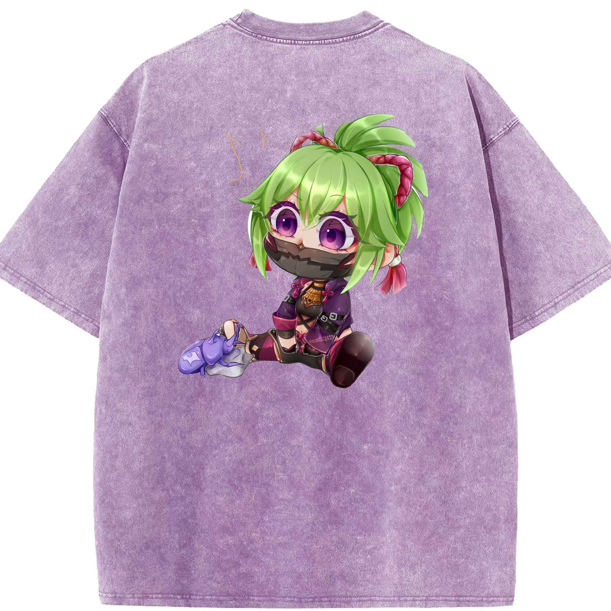 げんし神  久岐忍 くき しのぶ genshin Kuki Shinobu 綿100% ヴィンテージ風 半袖Tシャツ（背面プリント）