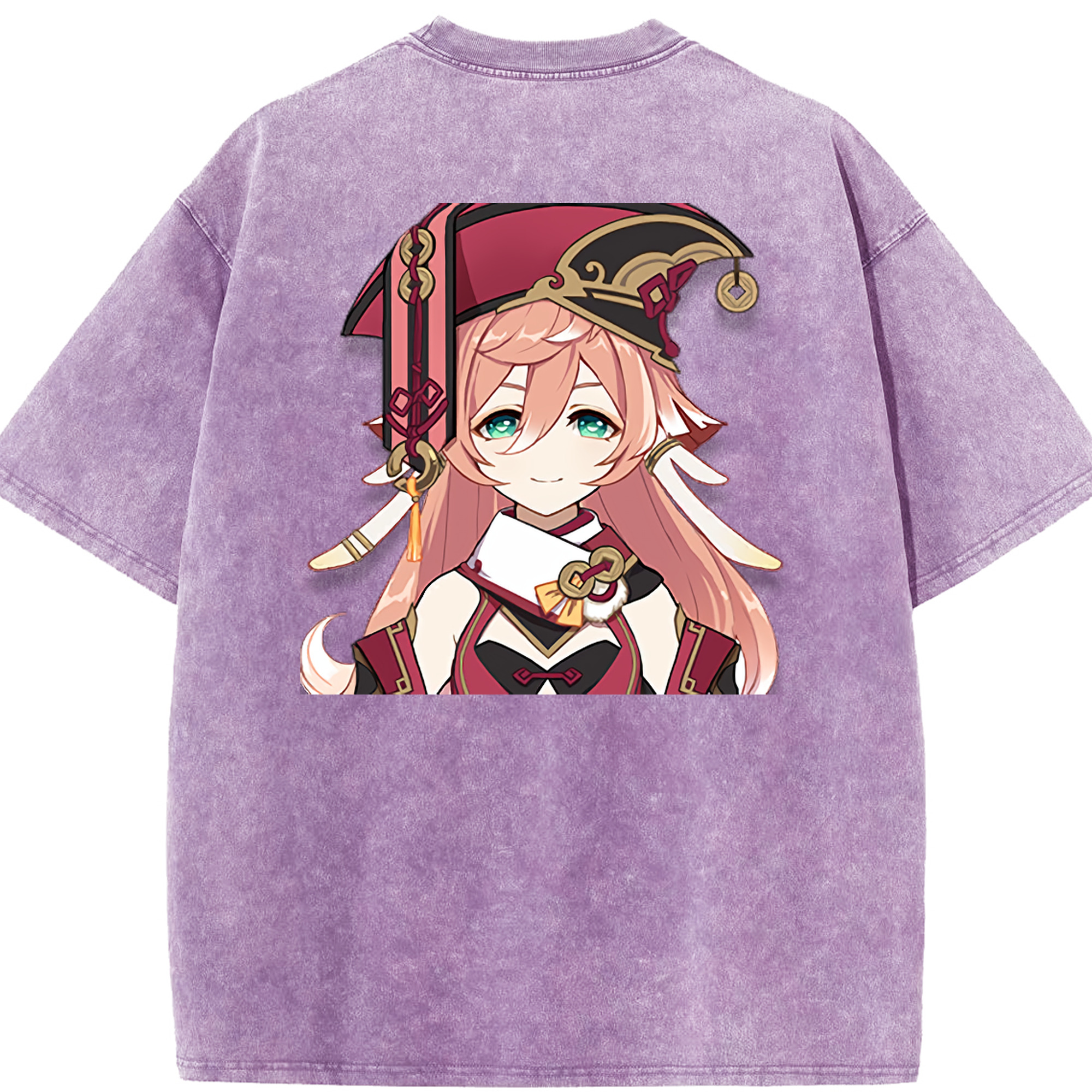 げんし神 ヤンフェイ genshin Yanfei 綿100% ヴィンテージ風 半袖Tシャツ（背面プリント）