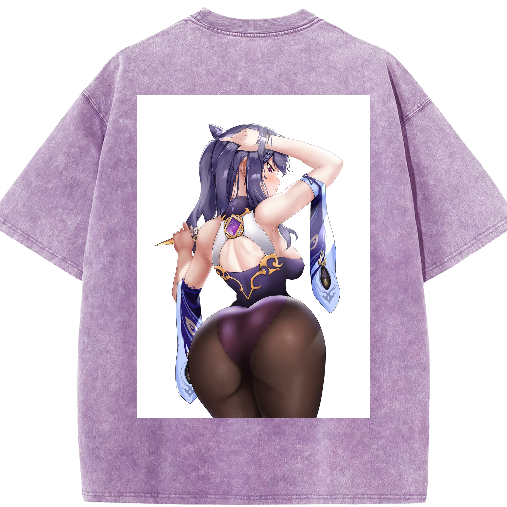 げんし神 刻晴 こくせい genshin Kokusei 綿100% ヴィンテージ風 半袖Tシャツ（背面プリント）