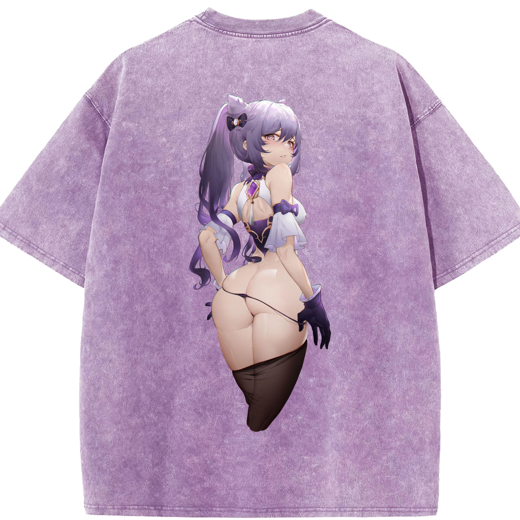 げんし神 刻晴 こくせい genshin Kokusei 綿100% ヴィンテージ風 半袖Tシャツ（背面プリント）