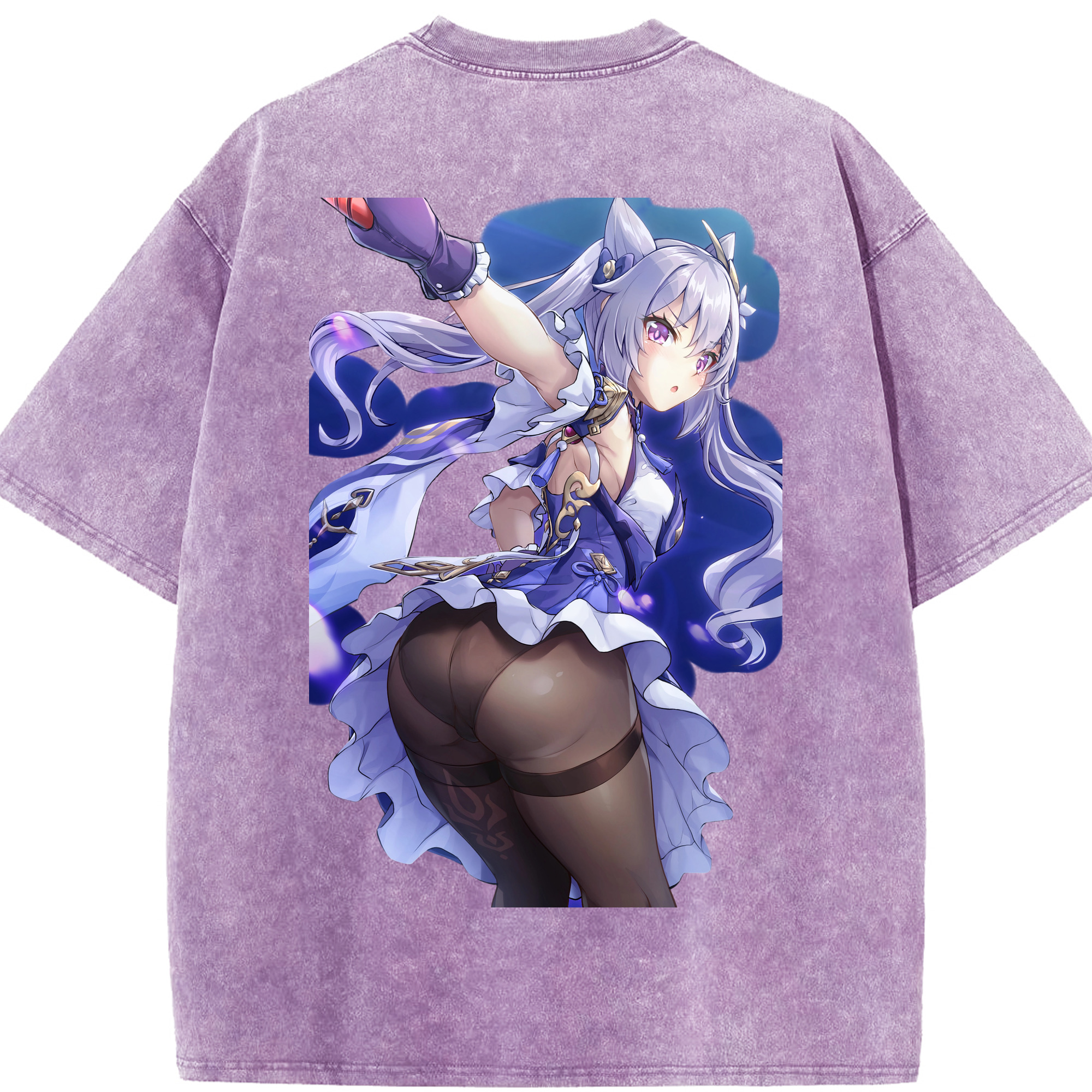 げんし神 刻晴 こくせい genshin Kokusei 綿100% ヴィンテージ風 半袖Tシャツ（背面プリント）