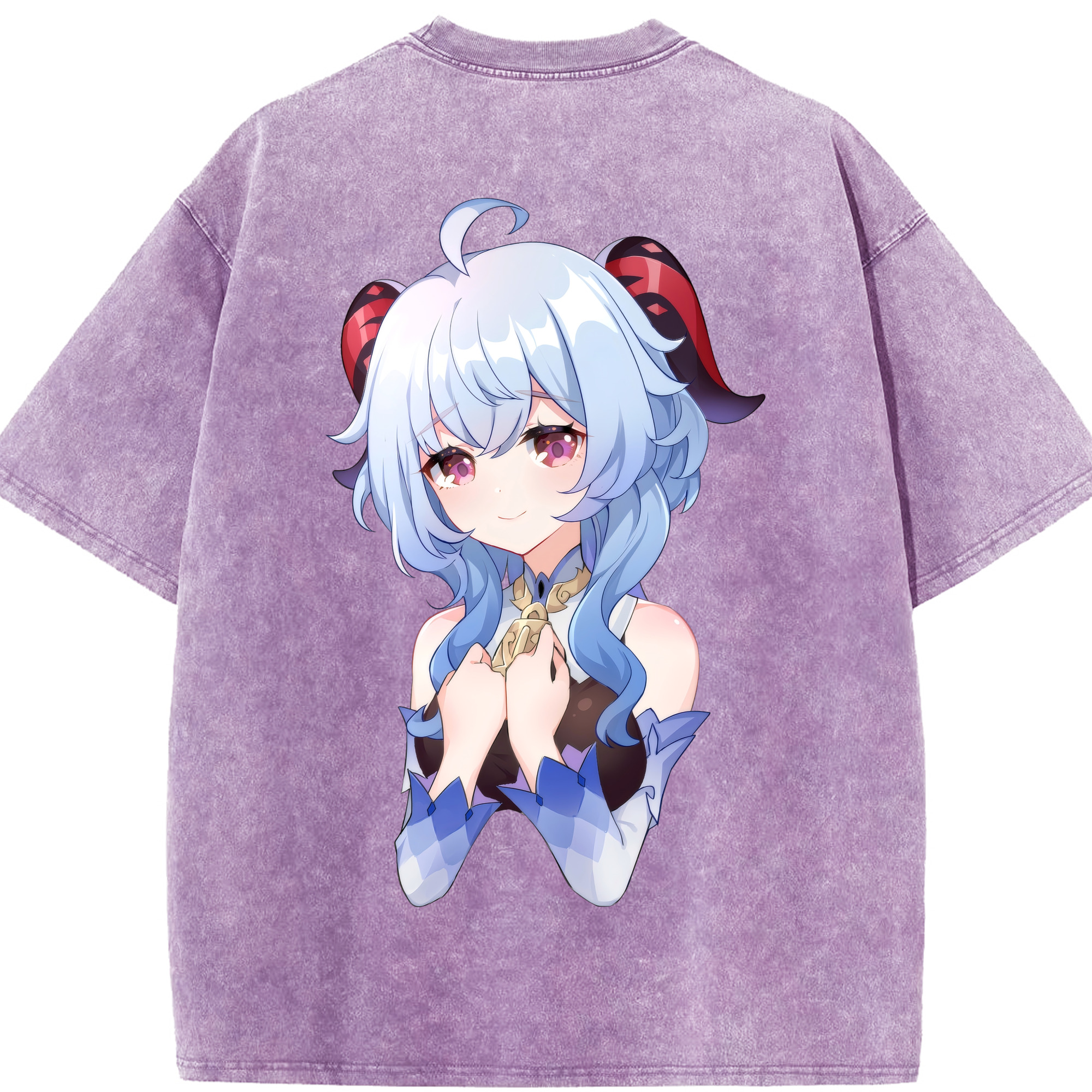 げんし神 甘雨 かんう genshin Ganyu 綿100% ヴィンテージ風 半袖Tシャツ（背面プリント）