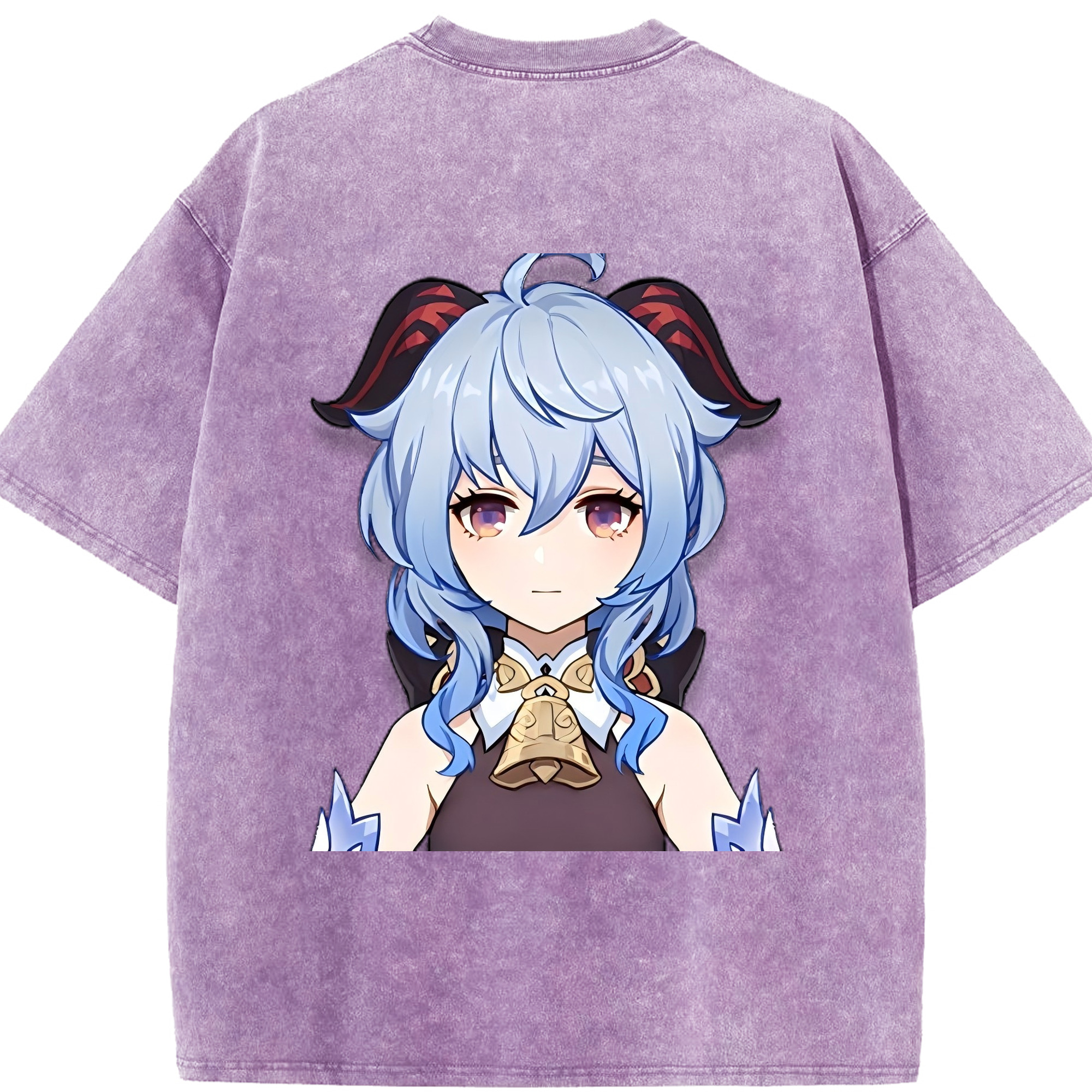 げんし神 甘雨 かんう genshin Ganyu 綿100% ヴィンテージ風 半袖Tシャツ（背面プリント）