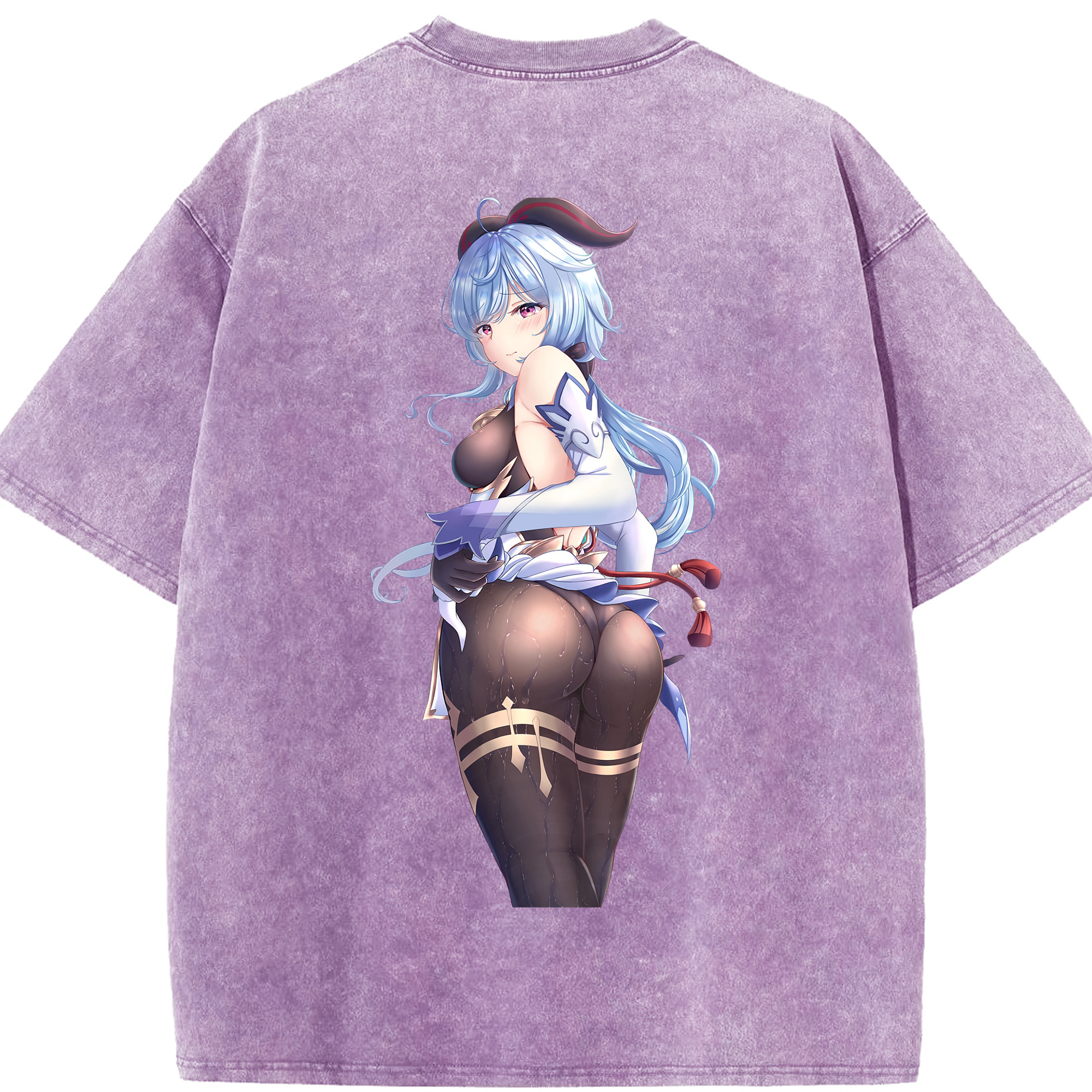 げんし神 甘雨 かんう genshin Ganyu 綿100% ヴィンテージ風 半袖Tシャツ（背面プリント）