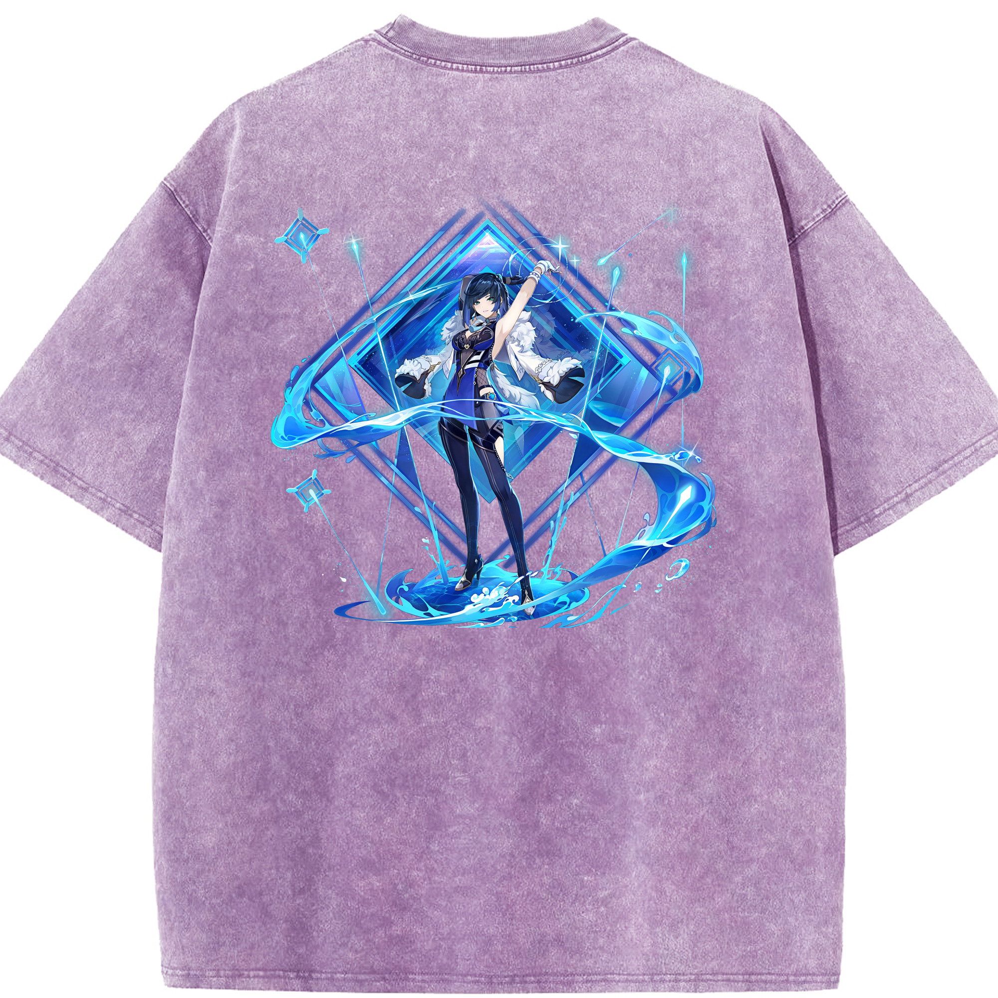 げんし神 夜兰 やらん genshin Yaran 綿100% ヴィンテージ風 半袖Tシャツ（背面プリント）