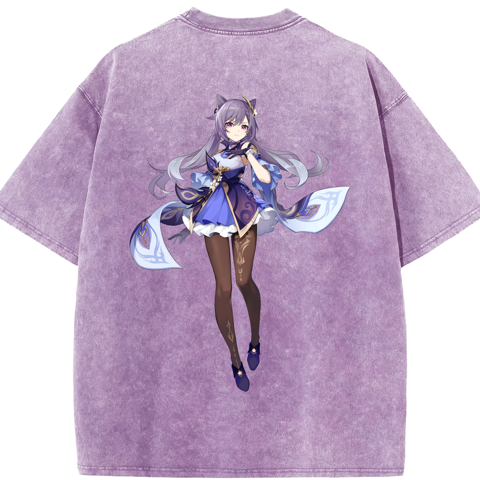 げんし神 刻晴 こくせい genshin Kokusei 綿100% ヴィンテージ風 半袖Tシャツ（背面プリント）