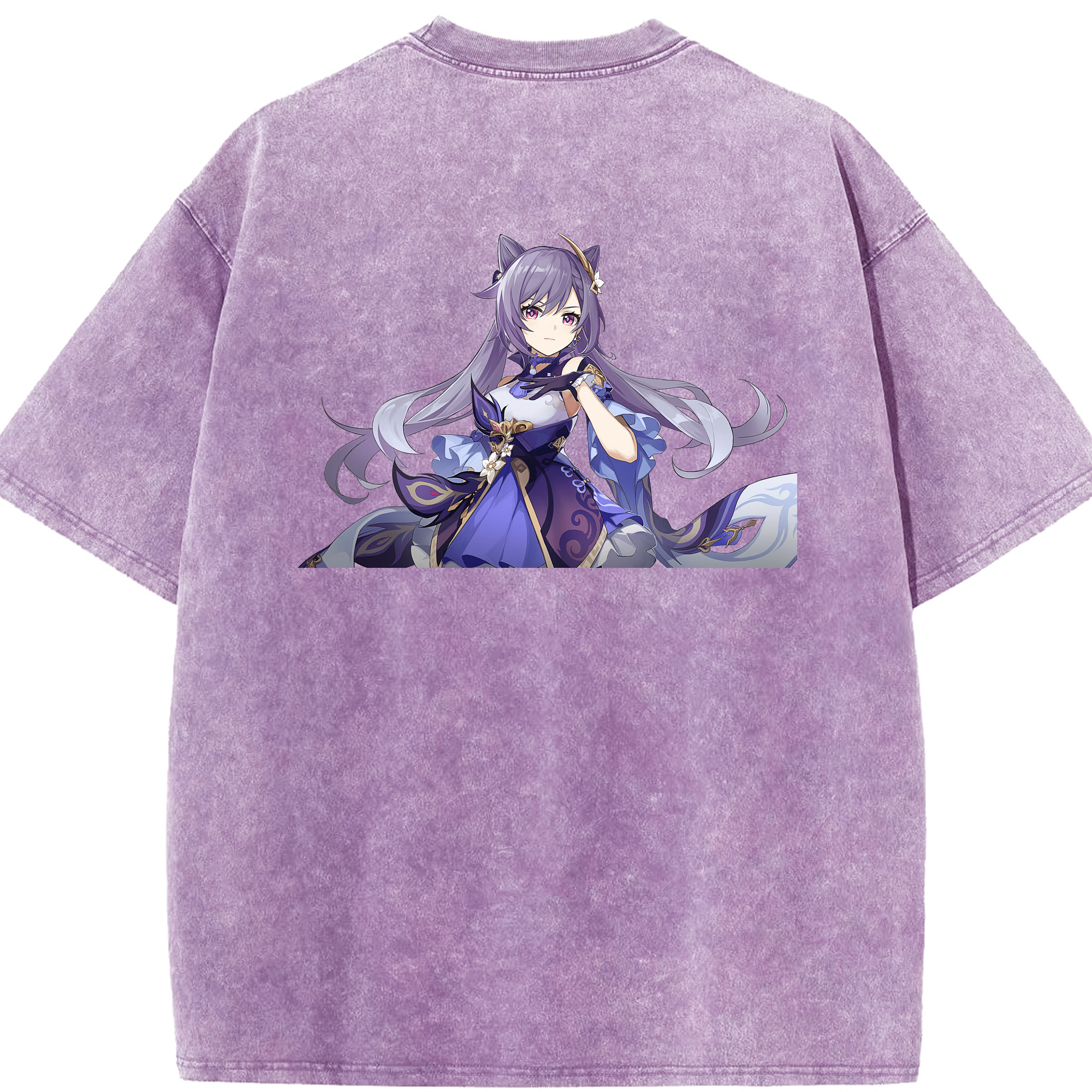 げんし神 刻晴 こくせい genshin Kokusei 綿100% ヴィンテージ風 半袖Tシャツ（背面プリント）