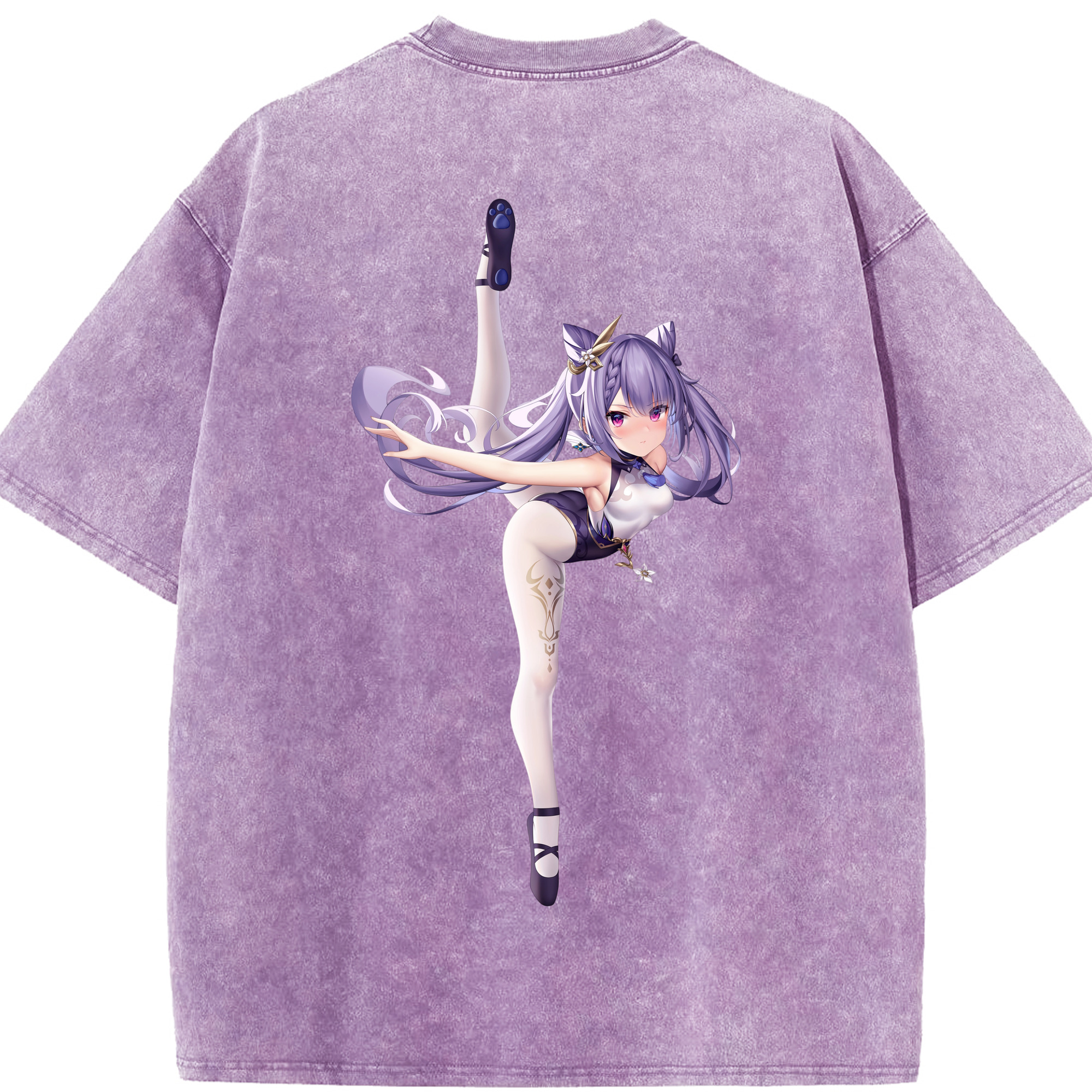 げんし神 刻晴 こくせい genshin Kokusei 綿100% ヴィンテージ風 半袖Tシャツ（背面プリント）