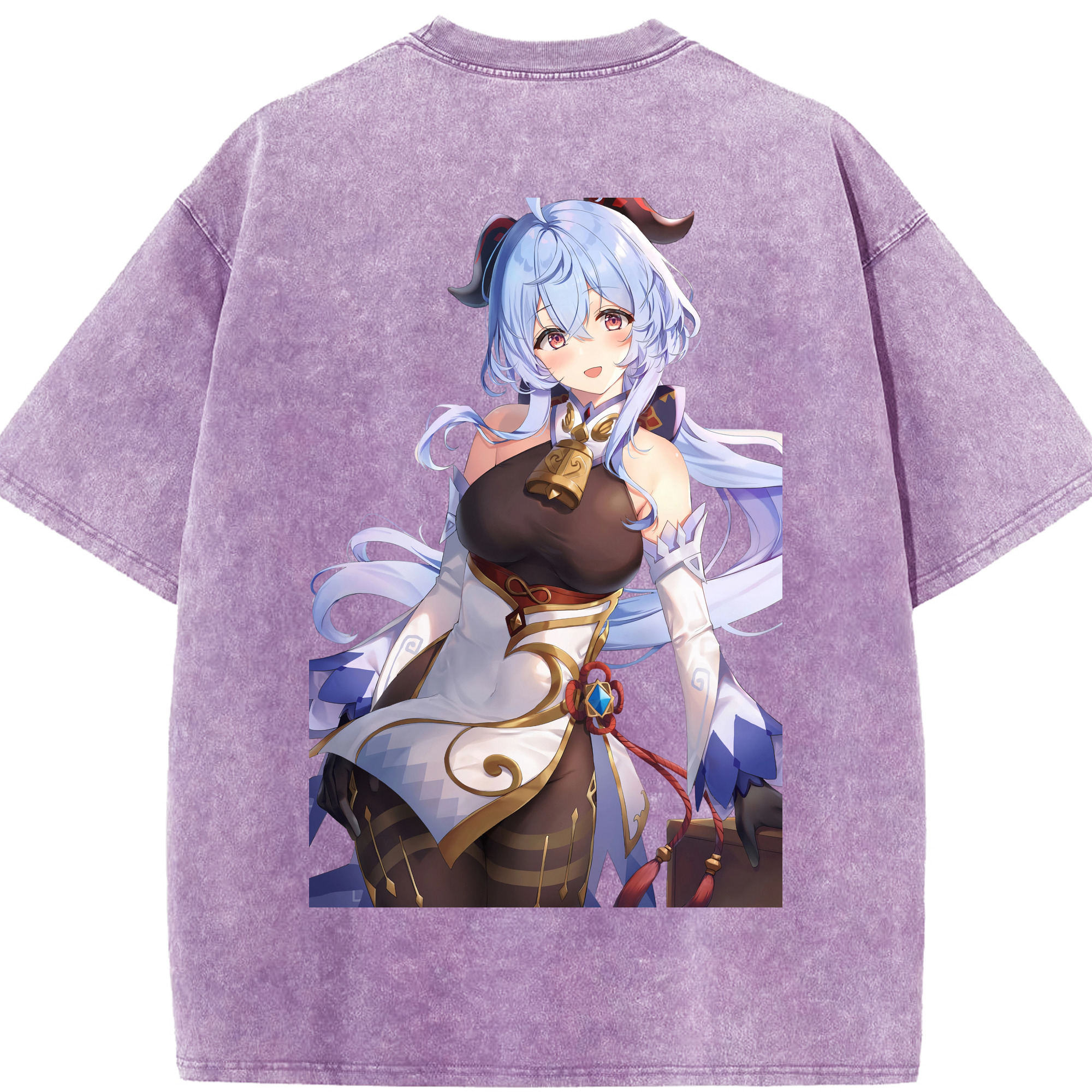 げんし神 甘雨 かんう genshin Ganyu 綿100% ヴィンテージ風 半袖Tシャツ（背面プリント）