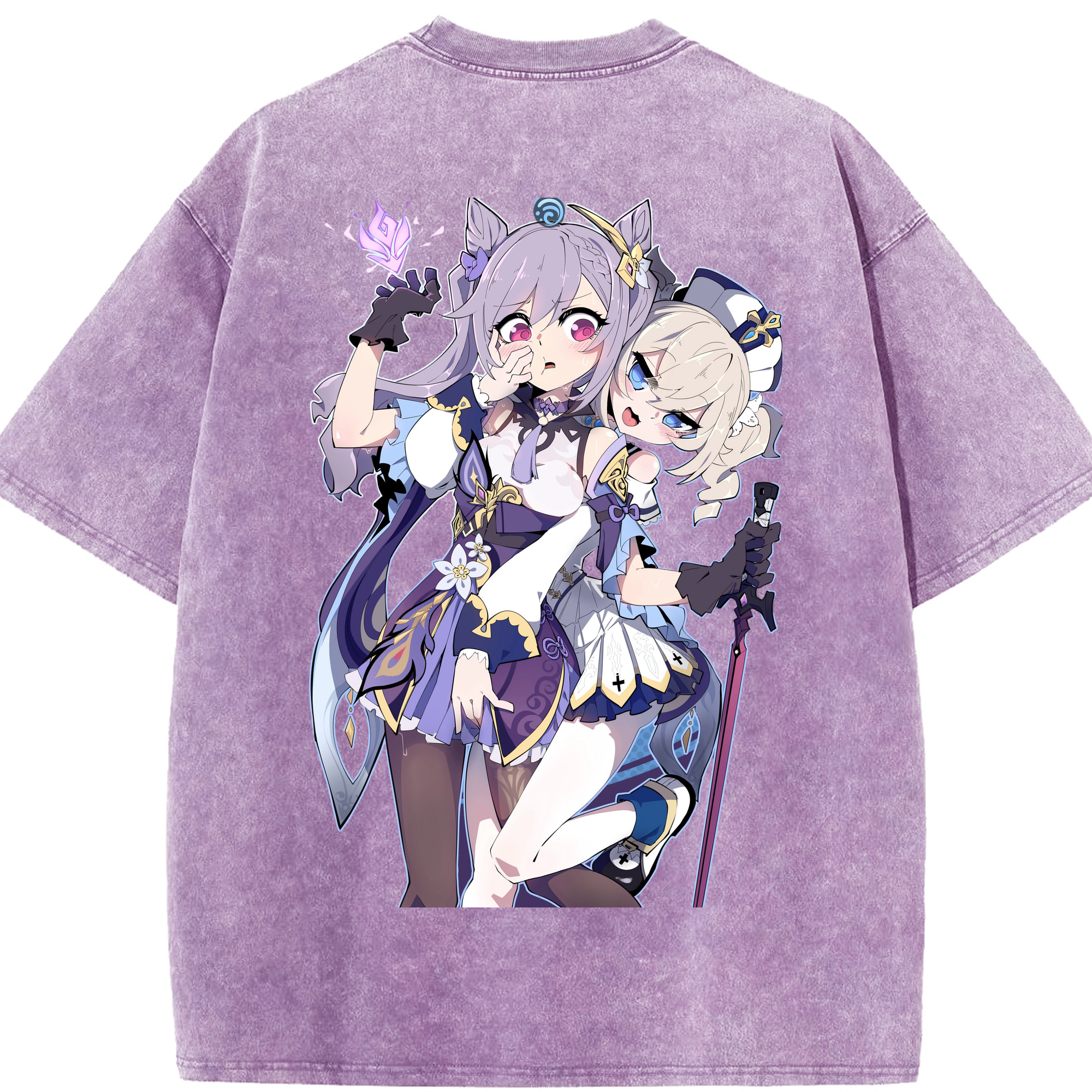 げんし神 刻晴 こくせい genshin Kokusei 綿100% ヴィンテージ風 半袖Tシャツ（背面プリント）