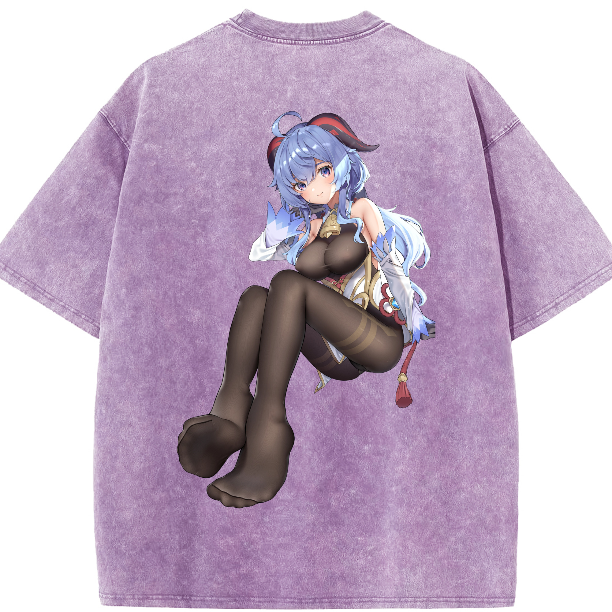 げんし神 甘雨 かんう genshin Ganyu 綿100% ヴィンテージ風 半袖Tシャツ（背面プリント）