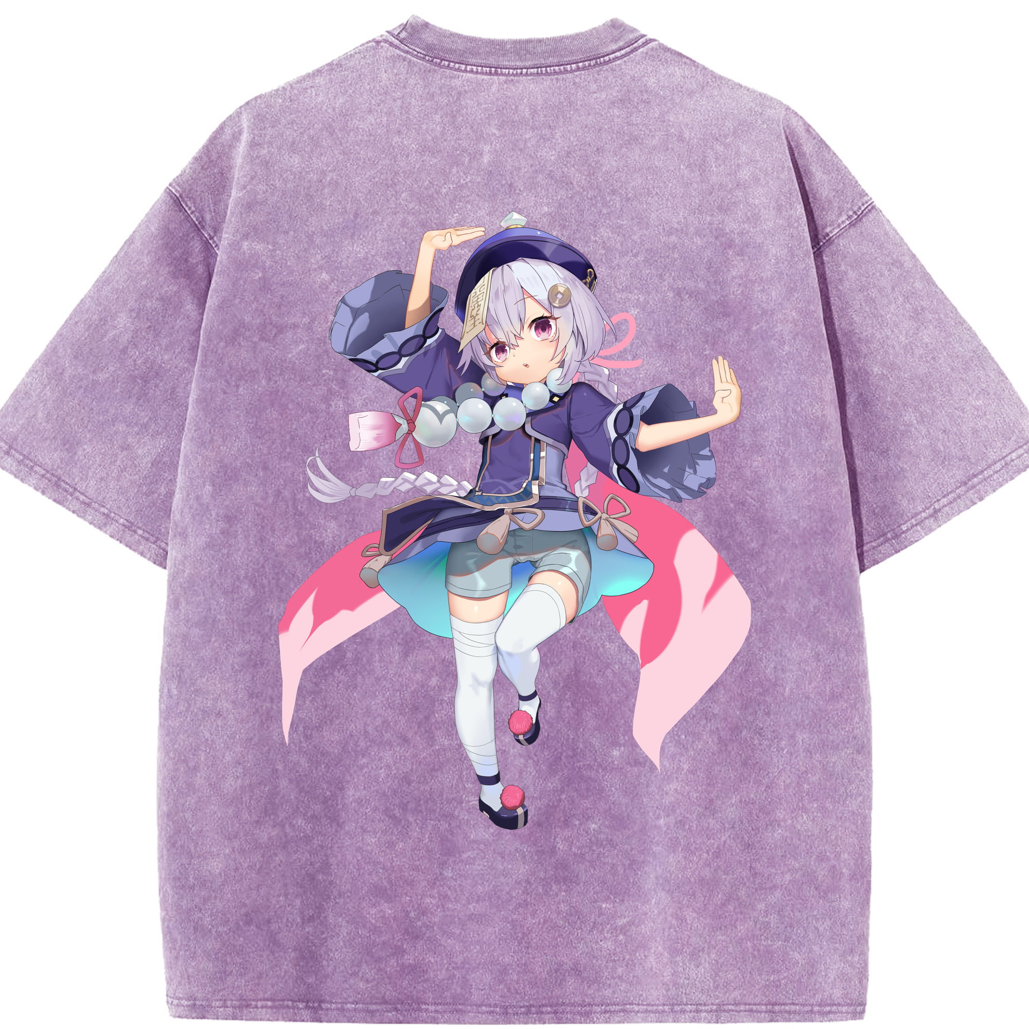 げんし神 七七 なな  genshin Nana 綿100% ヴィンテージ風 半袖Tシャツ（背面プリント）