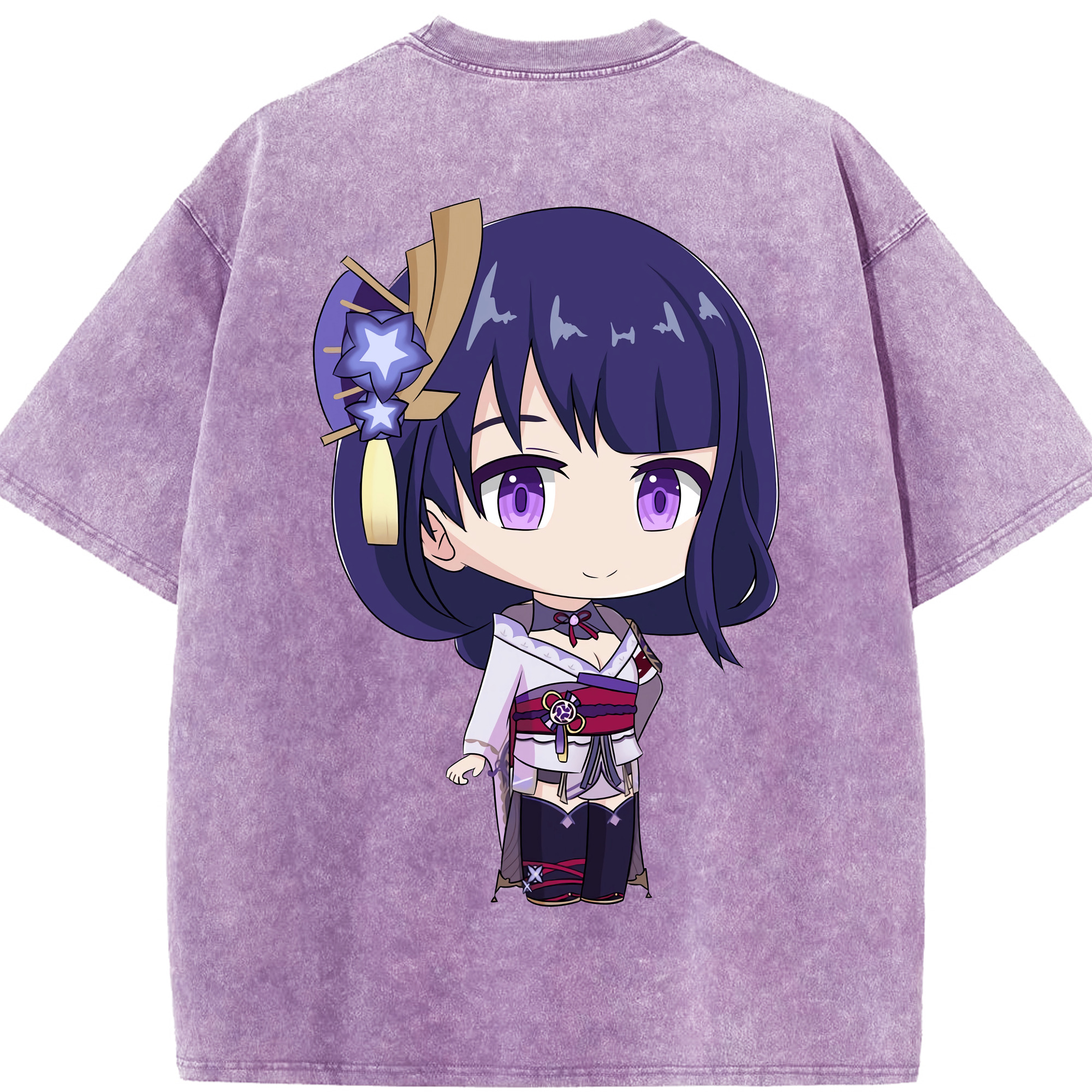 げんし神 雷電将軍 らいでんしょうぐん genshin Raiden Shogun 綿100% ヴィンテージ風 半袖Tシャツ（背面プリント）