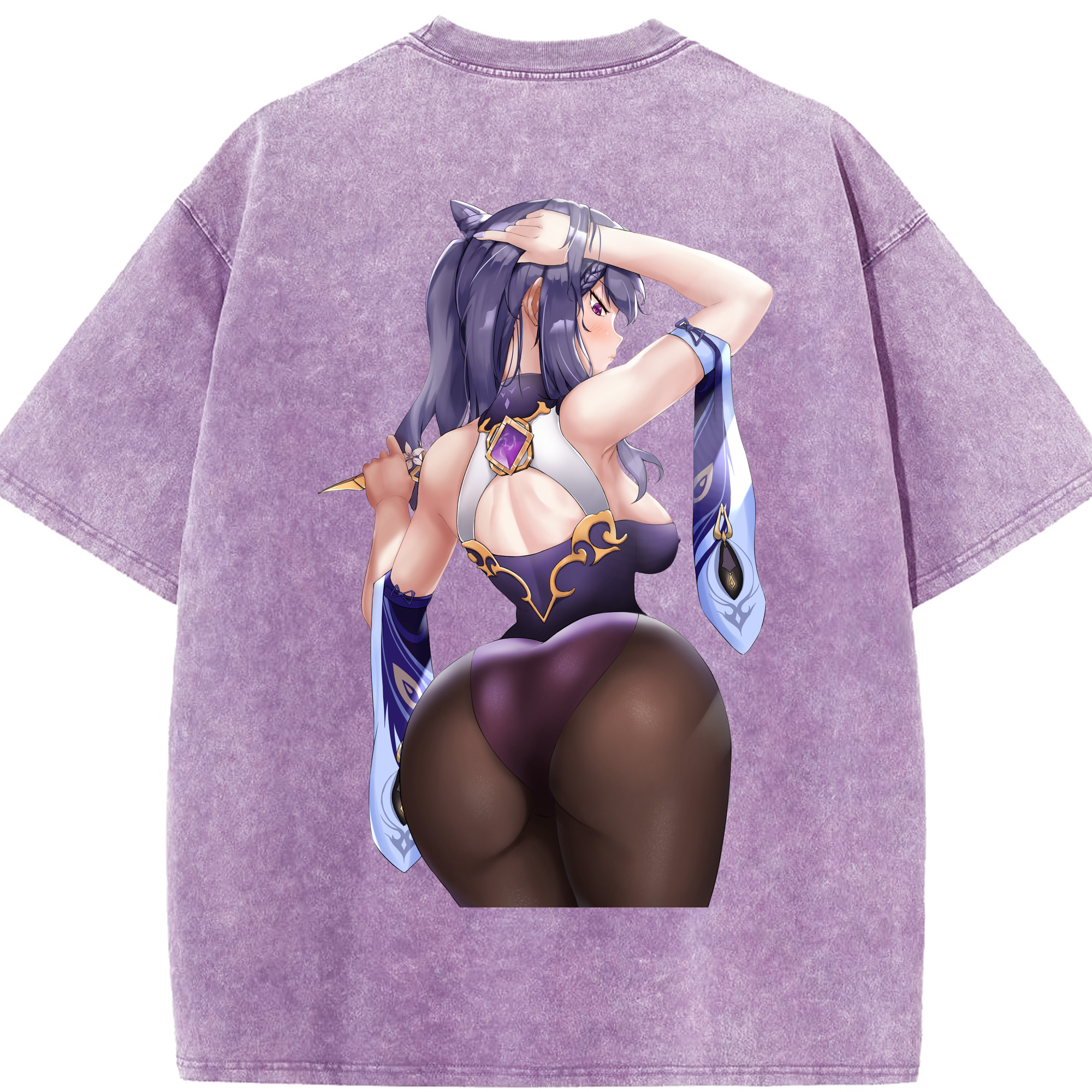 げんし神 刻晴 こくせい genshin Kokusei 綿100% ヴィンテージ風 半袖Tシャツ（背面プリント）