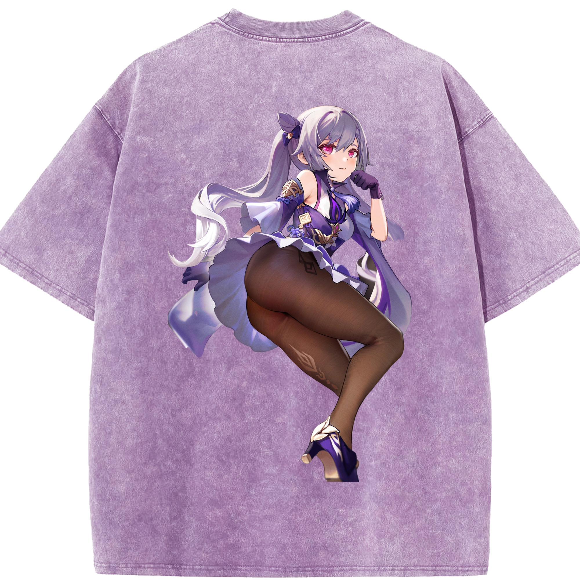 げんし神 刻晴 こくせい genshin Kokusei 綿100% ヴィンテージ風 半袖Tシャツ（背面プリント）