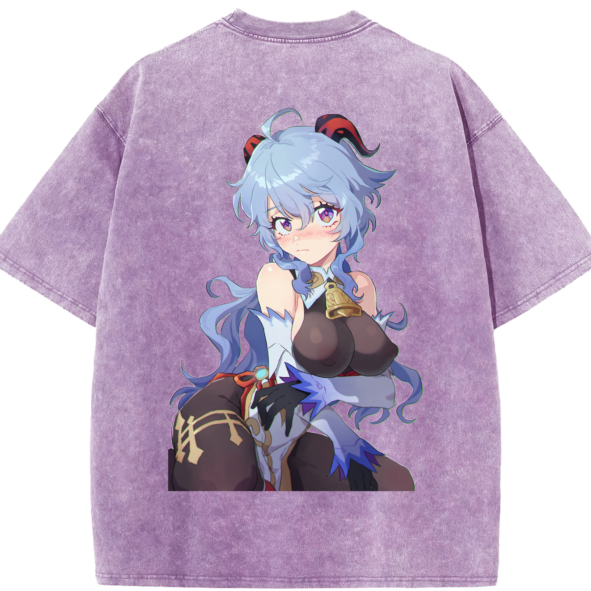 げんし神 甘雨 かんう genshin Ganyu 綿100% ヴィンテージ風 半袖Tシャツ（背面プリント）