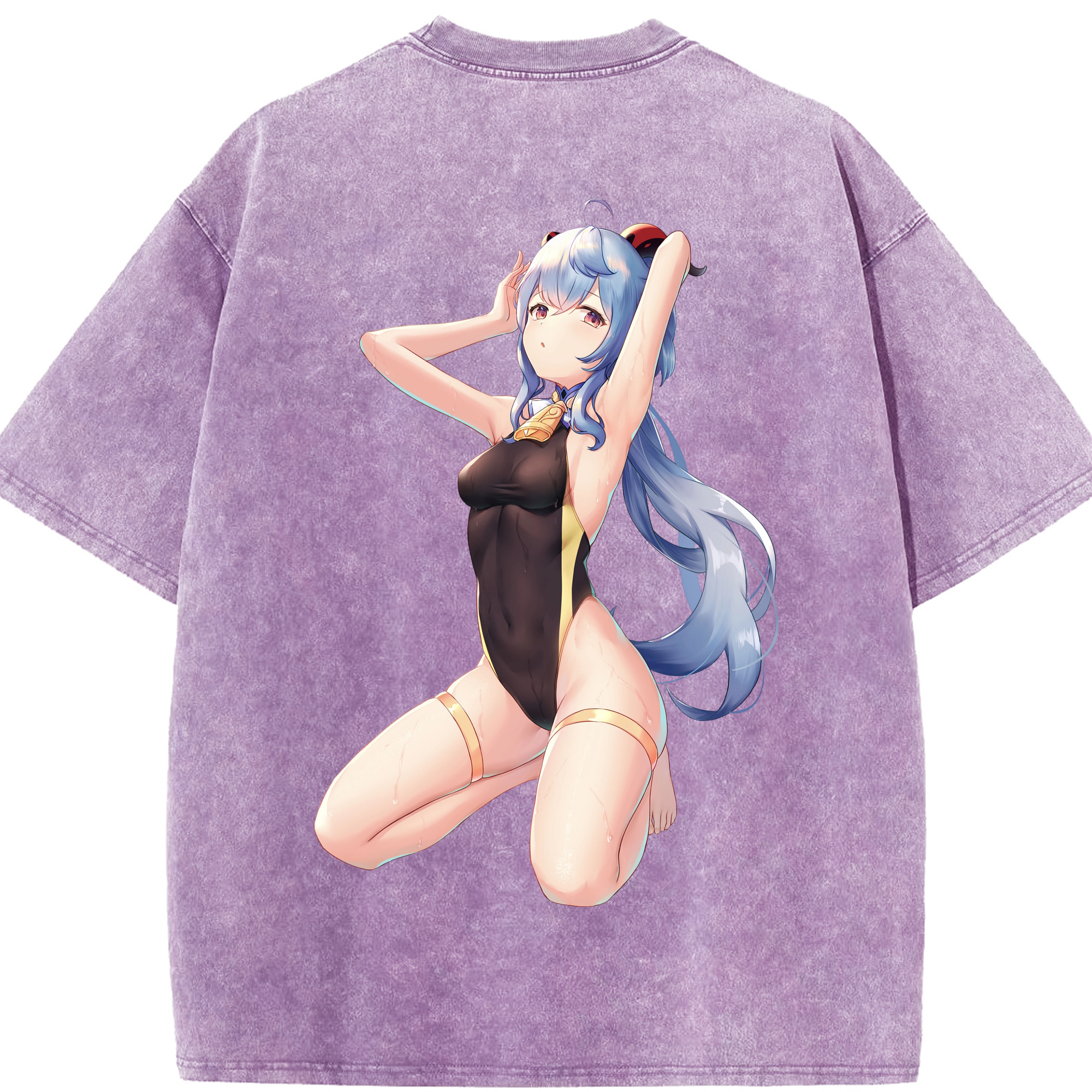 げんし神 甘雨 かんう genshin Ganyu 綿100% ヴィンテージ風 半袖Tシャツ（背面プリント）