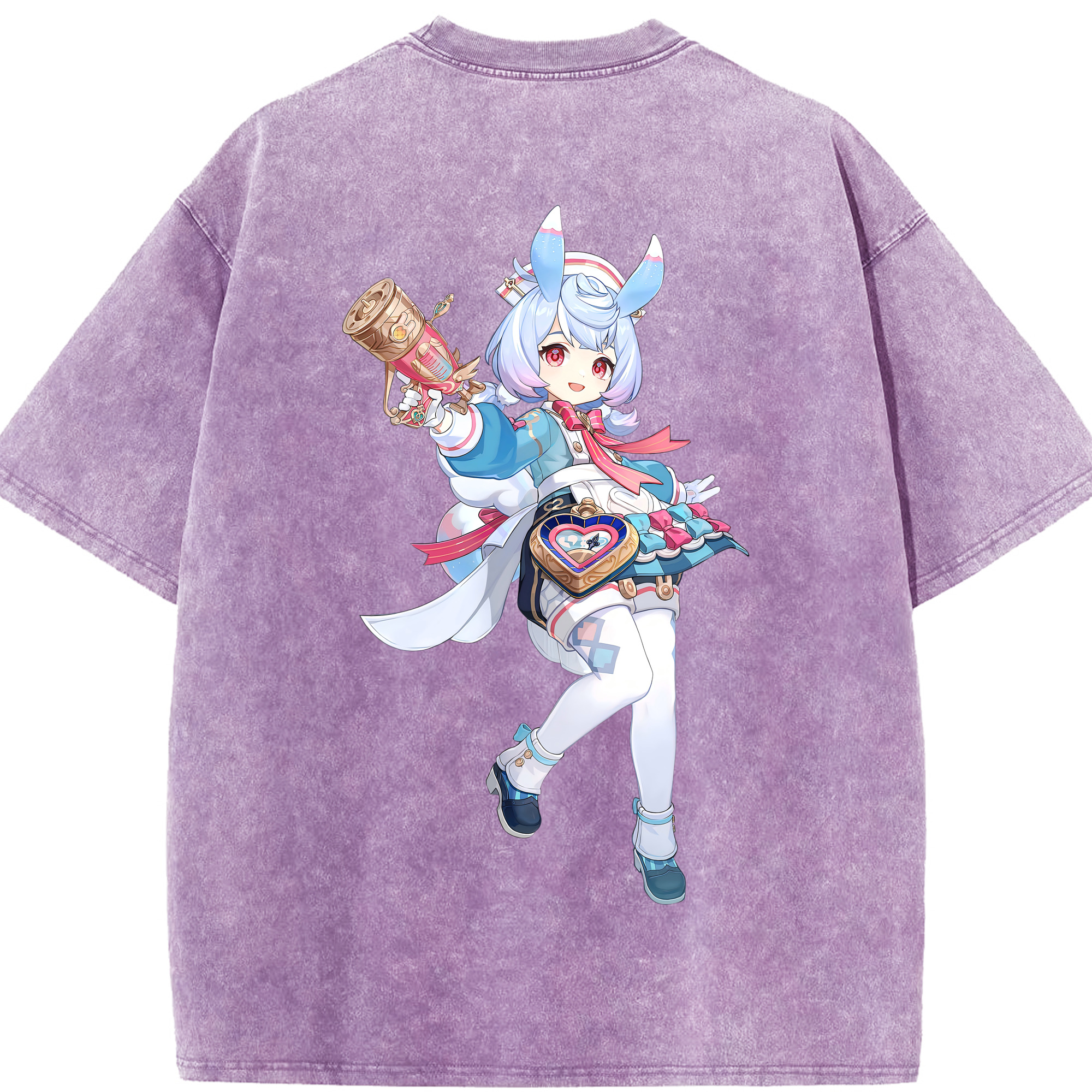 げんし神 シゲウィン genshin Shigewin 綿100% ヴィンテージ風 半袖Tシャツ（背面プリント）