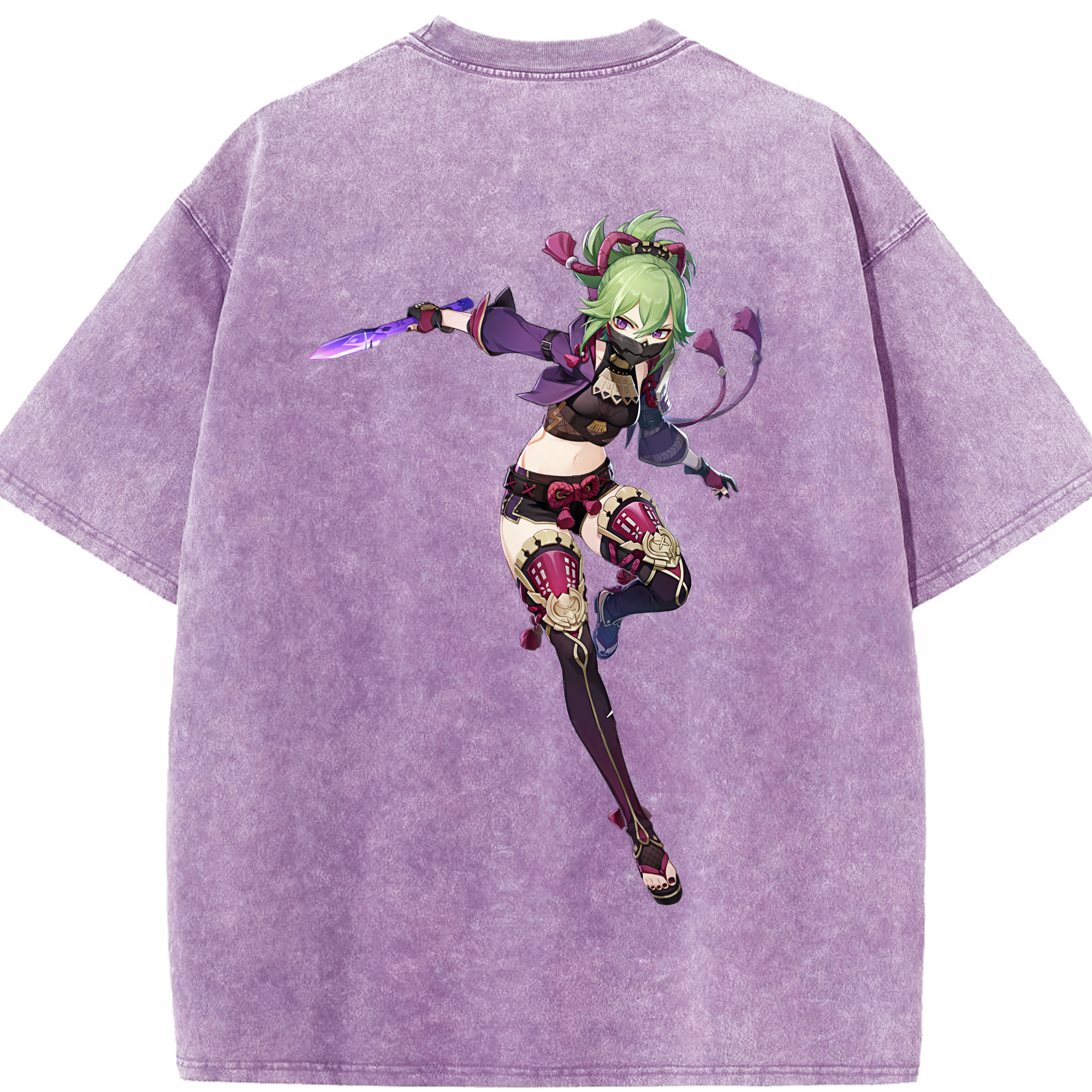 げんし神  久岐忍 くき しのぶ genshin Kuki Shinobu 綿100% ヴィンテージ風 半袖Tシャツ（背面プリント）