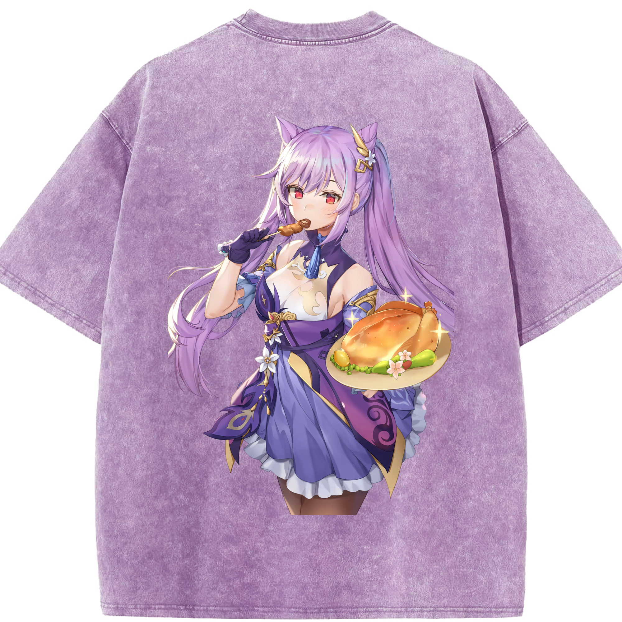 げんし神 刻晴 こくせい genshin Kokusei 綿100% ヴィンテージ風 半袖Tシャツ（背面プリント）