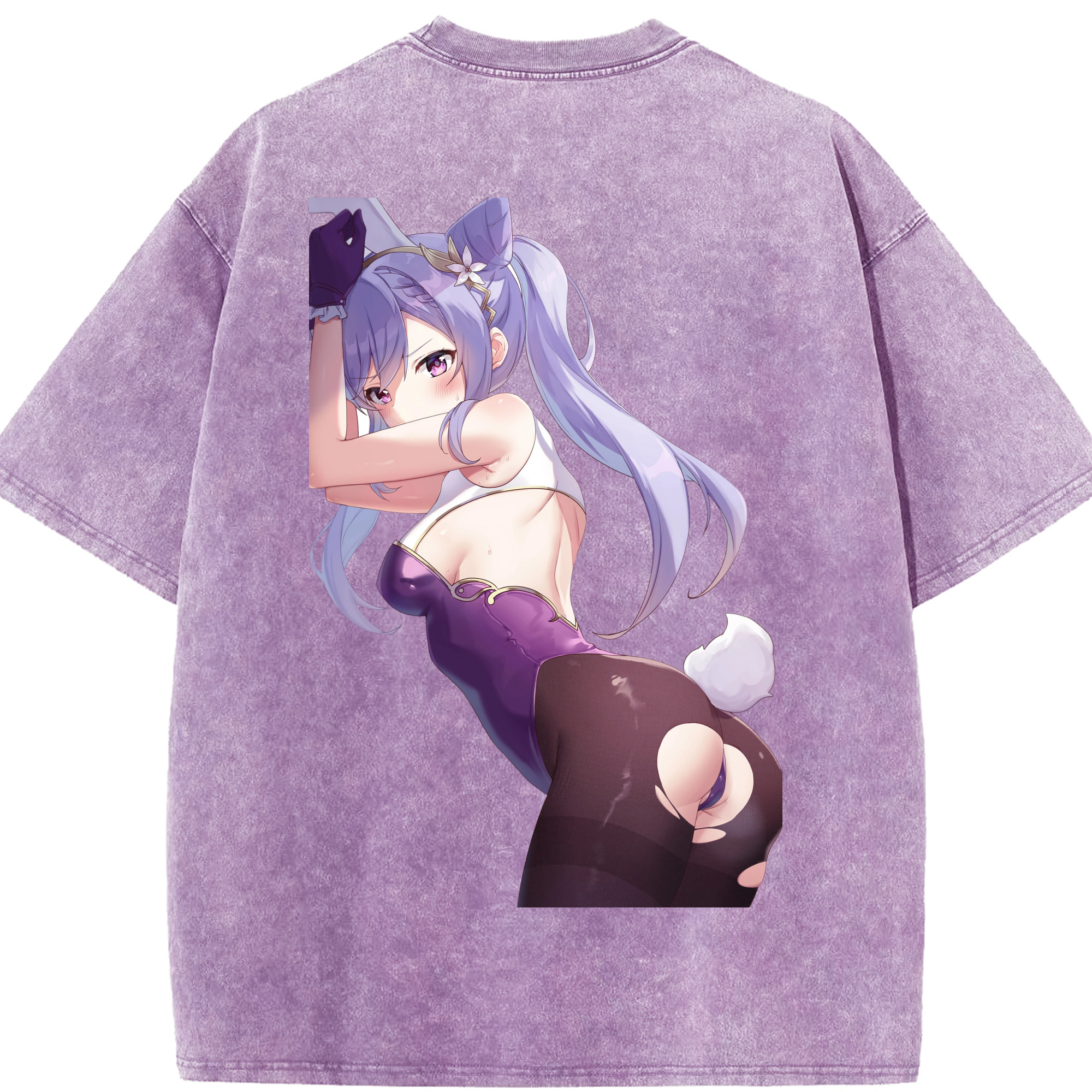 げんし神 刻晴 こくせい genshin Kokusei 綿100% ヴィンテージ風 半袖Tシャツ（背面プリント）