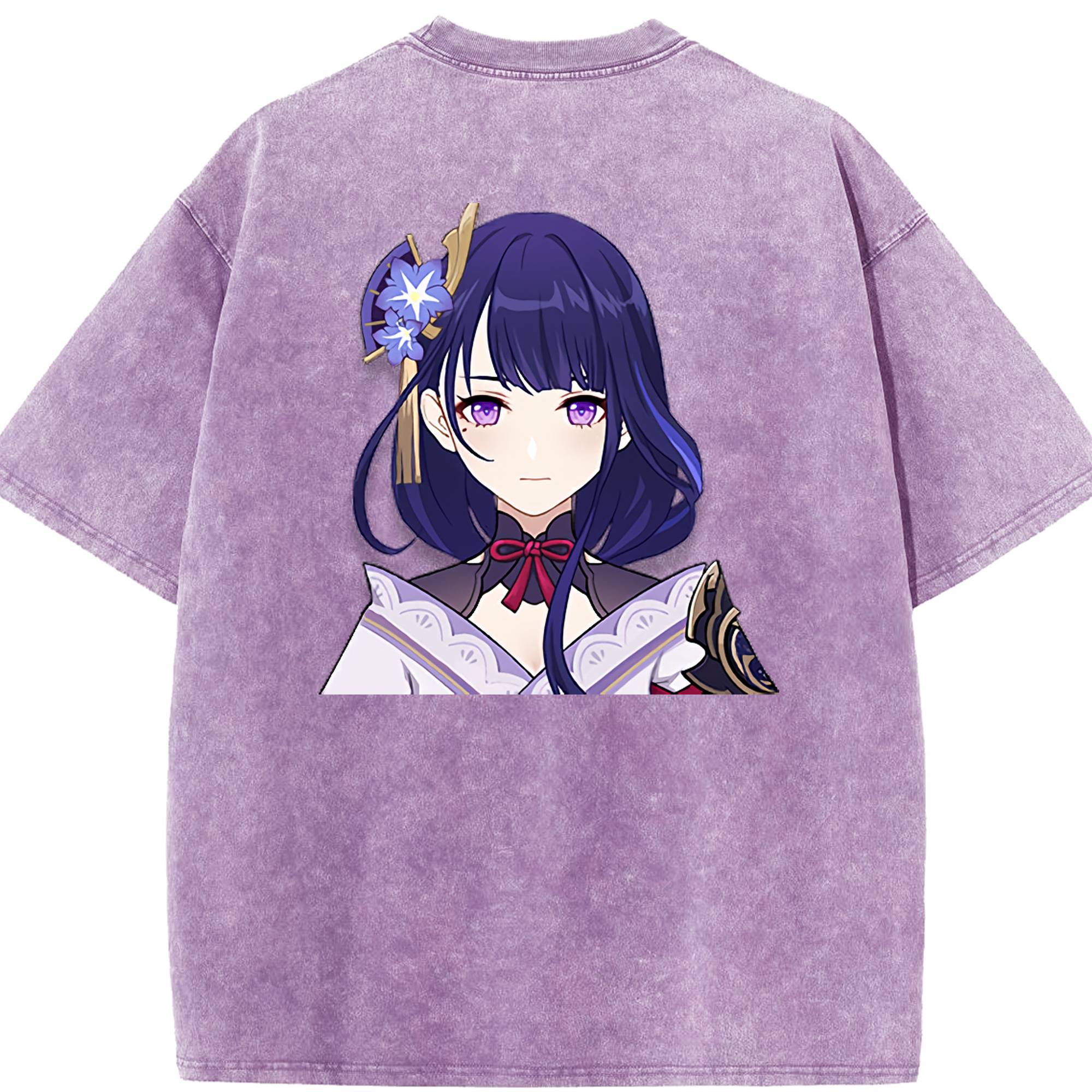 げんし神 雷電将軍 らいでんしょうぐん genshin Raiden Shogun 綿100% ヴィンテージ風 半袖Tシャツ（背面プリント）