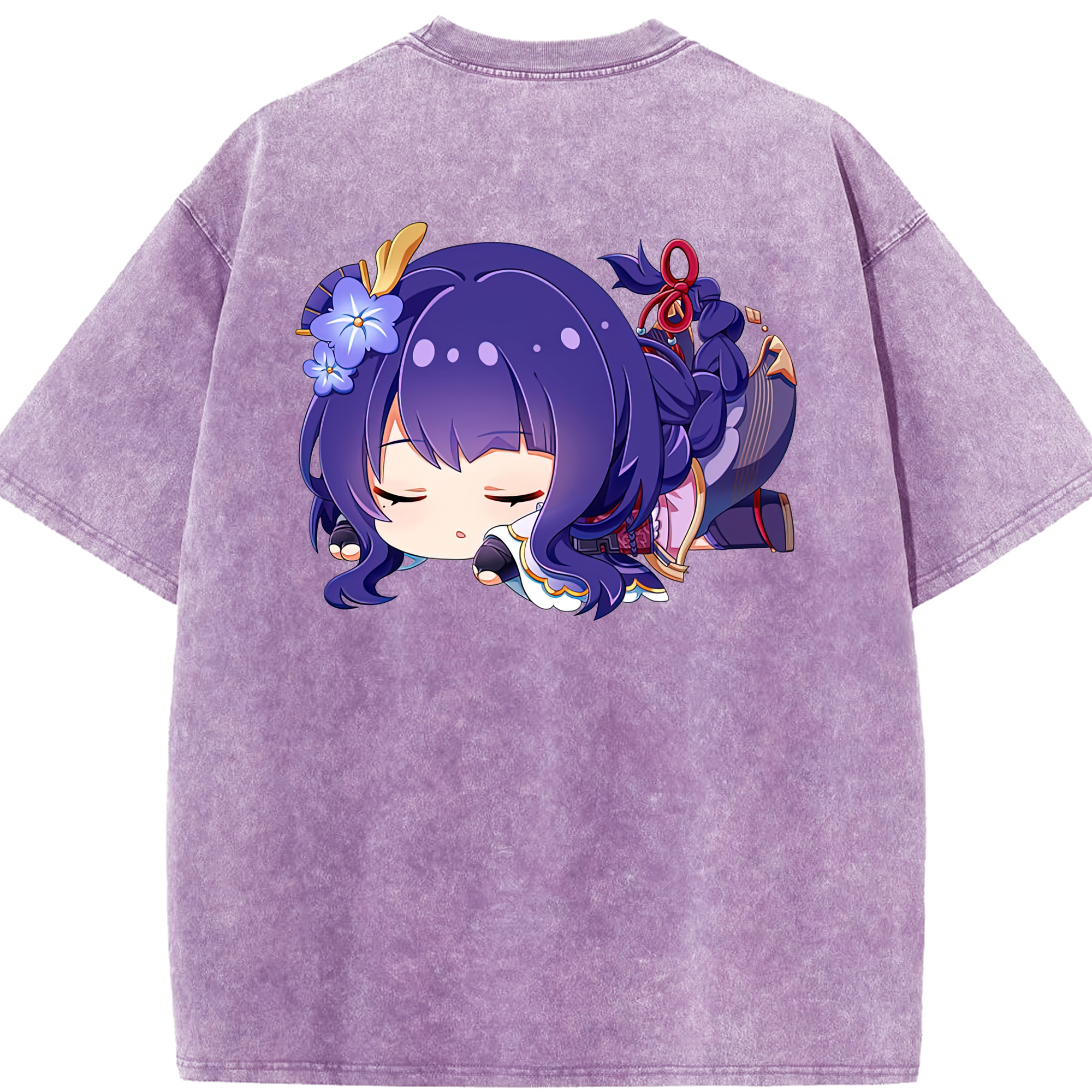 げんし神 雷電将軍 らいでんしょうぐん genshin Raiden Shogun 綿100% ヴィンテージ風 半袖Tシャツ（背面プリント）