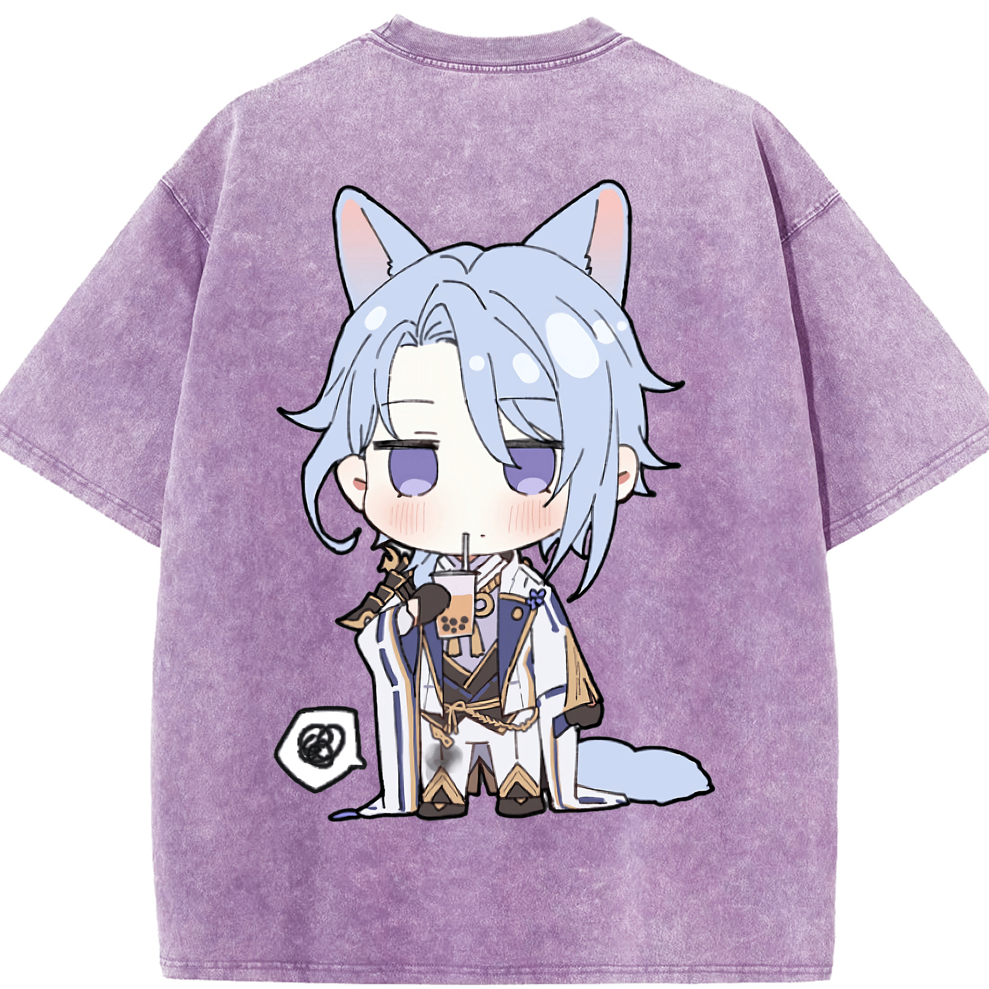げんし神 神里綾人 かみさとあやと genshin Kamisato Ayato 綿100% ヴィンテージ風 半袖Tシャツ（背面プリント）