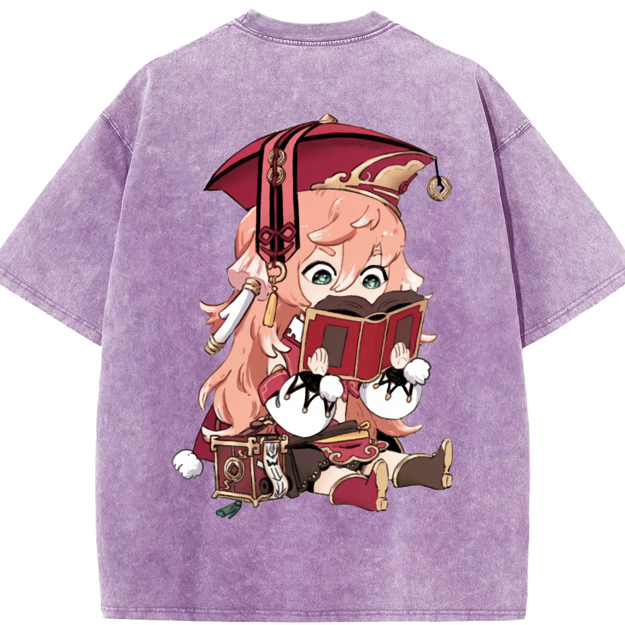 げんし神 ヤンフェイ genshin Yanfei 綿100% ヴィンテージ風 半袖Tシャツ（背面プリント）
