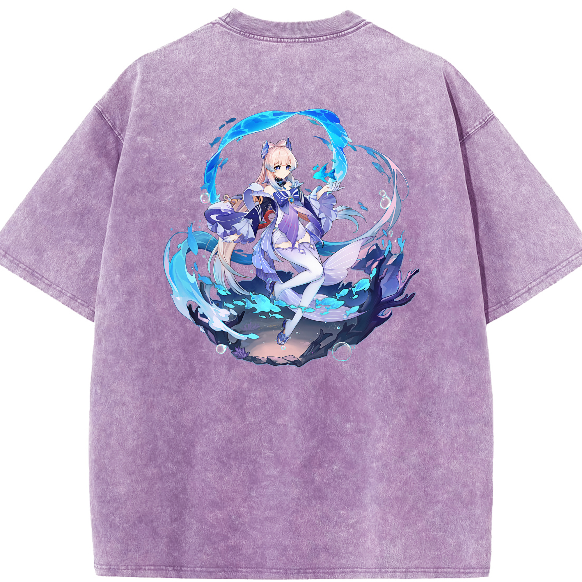 げんし神 珊瑚宮心海 サンゴノミヤ・ココミ genshin Sangonomiya Kokomi 綿100% ヴィンテージ風 半袖Tシャツ（背面プリント）