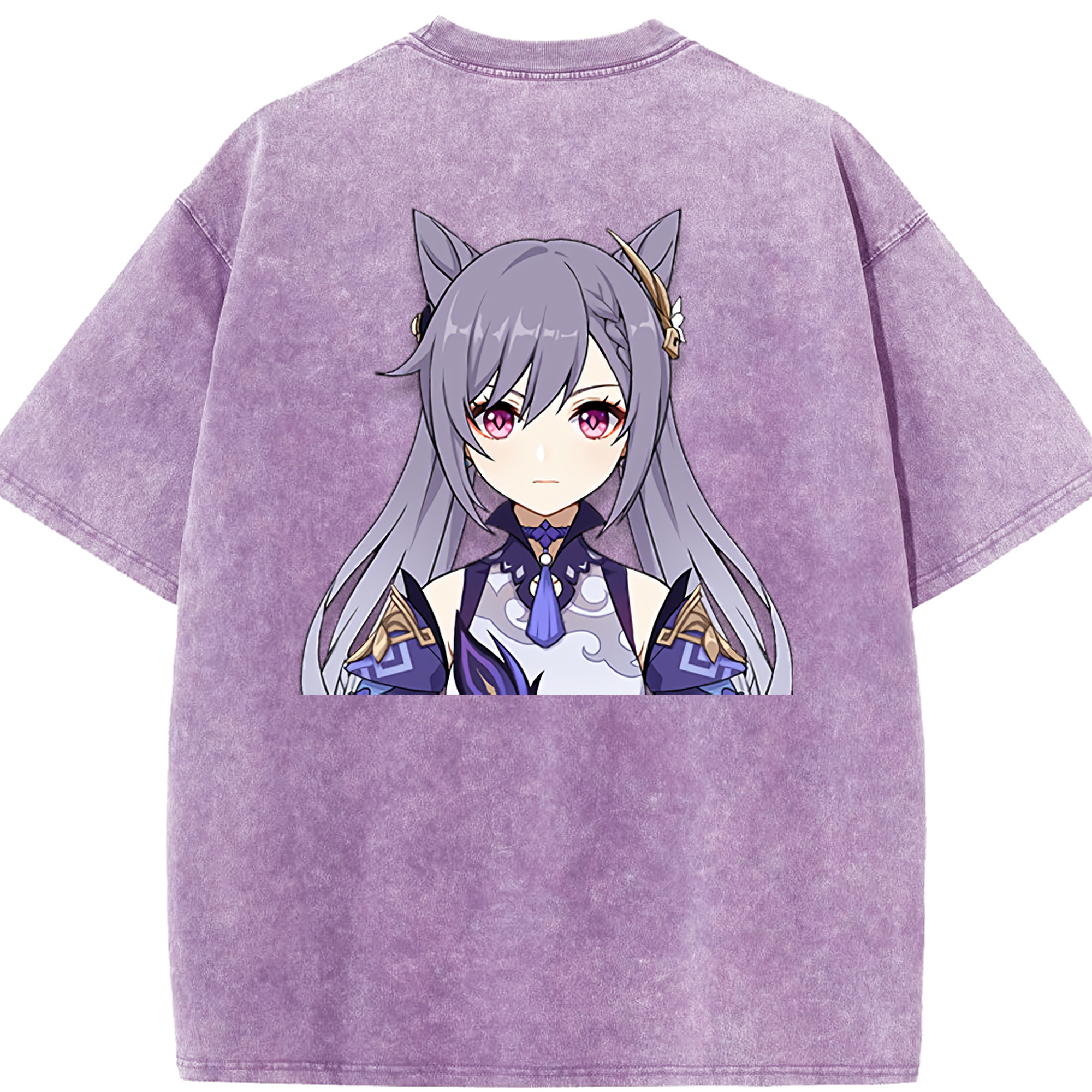 げんし神 刻晴 こくせい genshin Kokusei 綿100% ヴィンテージ風 半袖Tシャツ（背面プリント）