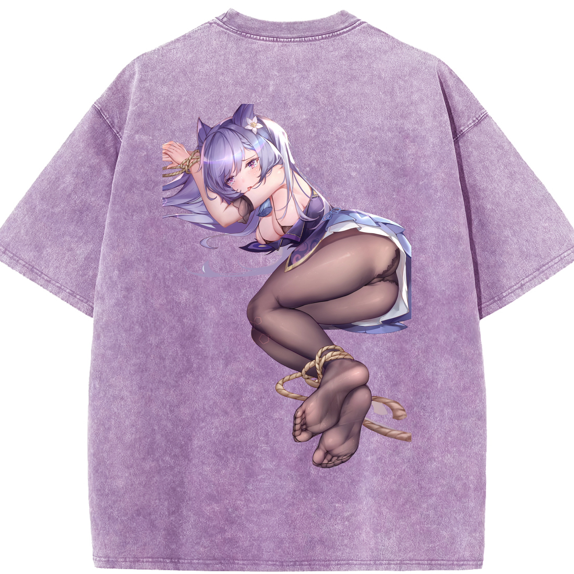 げんし神 刻晴 こくせい genshin Kokusei 綿100% ヴィンテージ風 半袖Tシャツ（背面プリント）